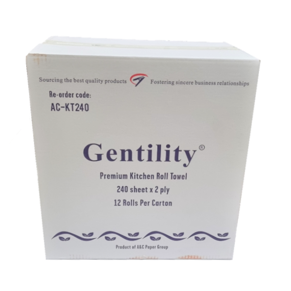 Gentility 2-Ply Heavy Duty Kitchen Paper Towels - Perforated Sheets for Easy Tearing | Ideal for Cleaning, Spills & Food Prep in Home & Commercial Kitchens