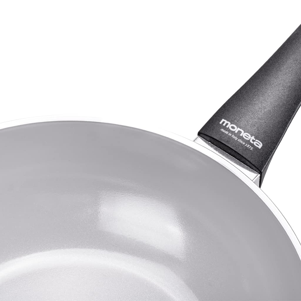 Moneta Futura 28cm Natural Finegres Non-Stick Wok Pan - Induction Compatible, Italian Made - Perfect for Stir-Frying, Sautéing & Asian Cooking