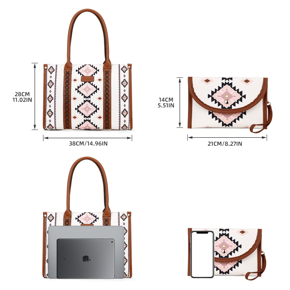 Stylish Vintage Boho Women's Tote Bag - Large Travel Work Shoulder Purse for Everyday Use, Office & Weekend Getaways