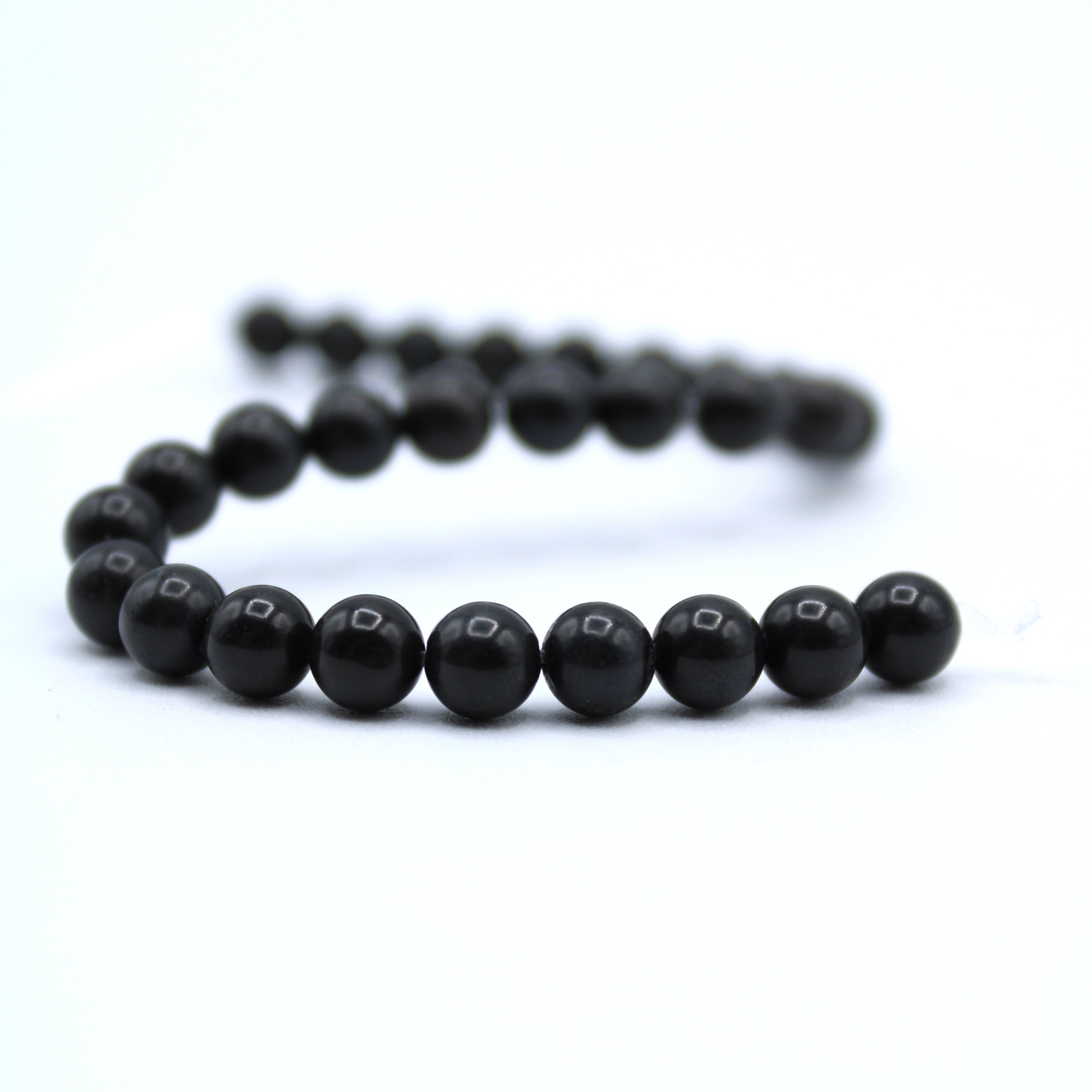 Blackstone Bead Strands for Jewelry Making - 12 Inch High Quality Glass Beads for DIY Bracelets, Necklaces & Crafts - Perfect for Gifts, Fashion Accessories & Home Decor