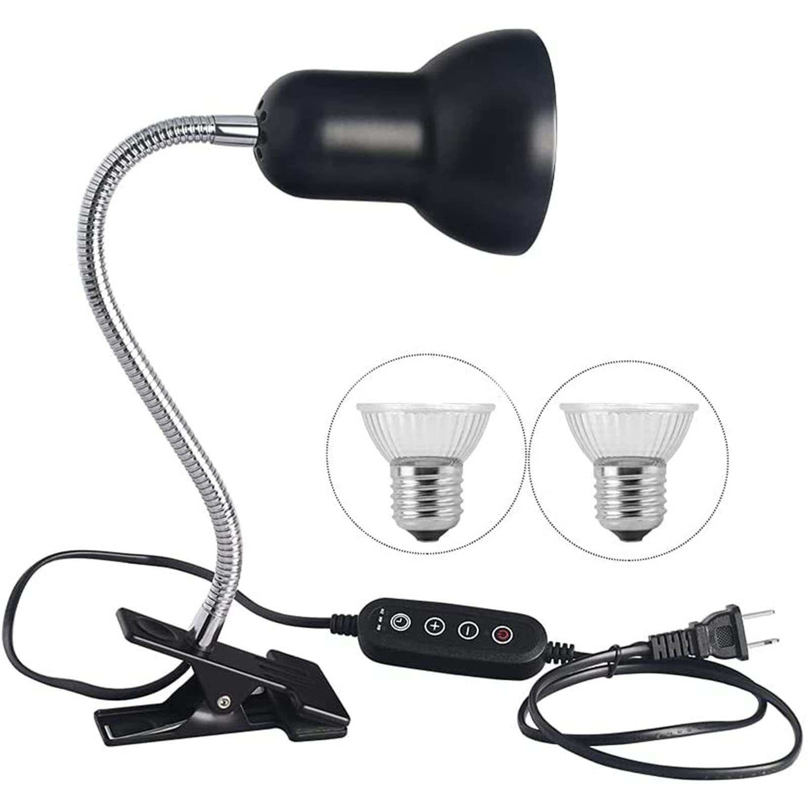 Reptile Heat Lamp with Clamp - Adjustable Basking Light with UVA/UVB Bulb Included - 360° Rotatable & Dimmable for Terrarium, Aquarium, and Reptile Habitat - Perfect for Lizards, Turtles, and Snakes