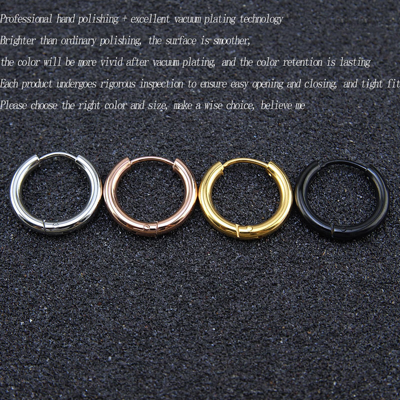 Hypoallergenic 316L Surgical Stainless Steel Huggie Hoop Earrings - 6mm/8mm/10mm/11mm/12mm/14mm Sizes - Cartilage, Helix & Lobe Piercing Jewelry for Men & Women - Perfect for Daily Wear, Work & Special Occasions