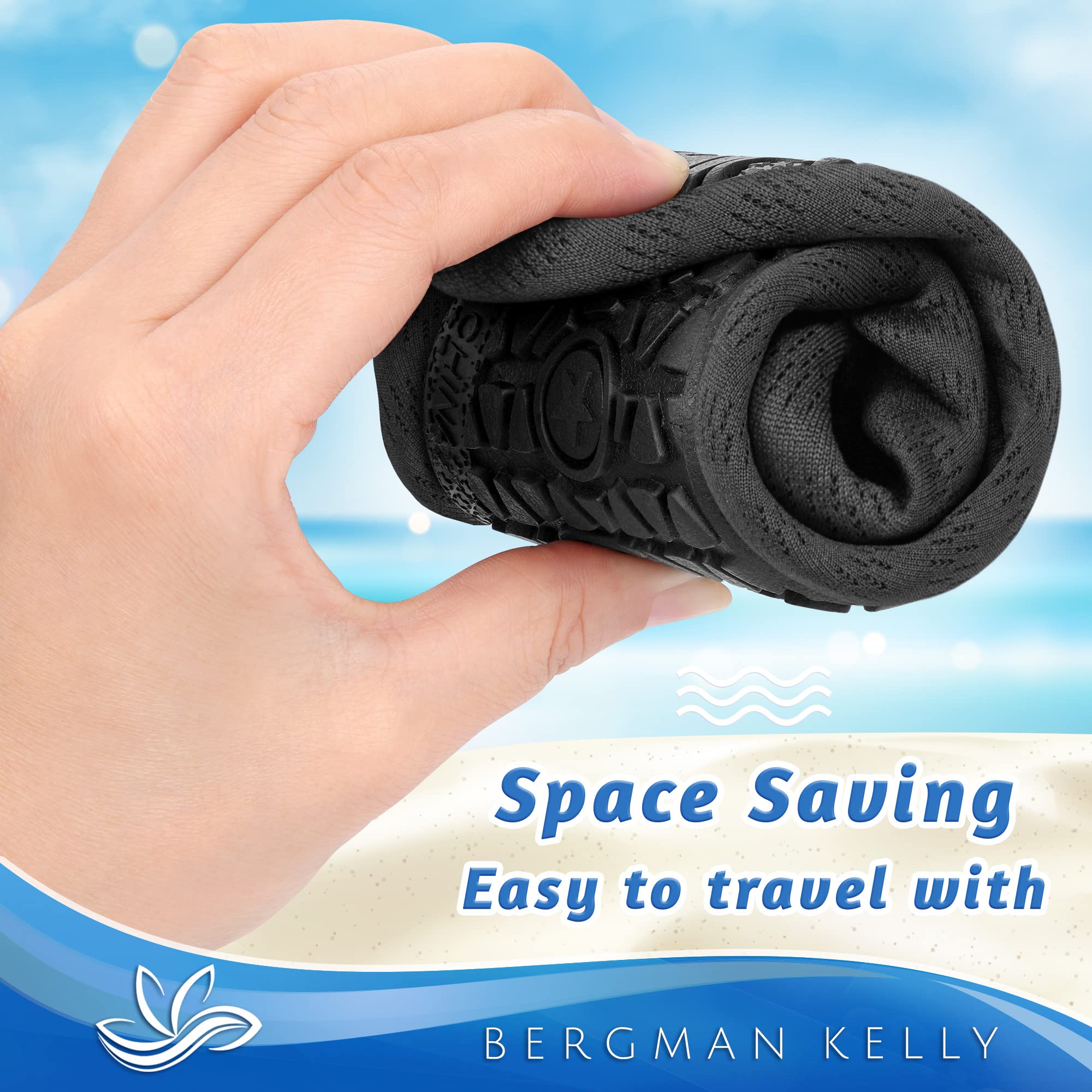 BERGMAN KELLY Men's & Women's Water Shoes for Swimming, Surfing & Beach - Quick Dry Barefoot Water Socks for Outdoor Adventures, Pool, Yoga & Aqua Fitness - Multiple Colors Available