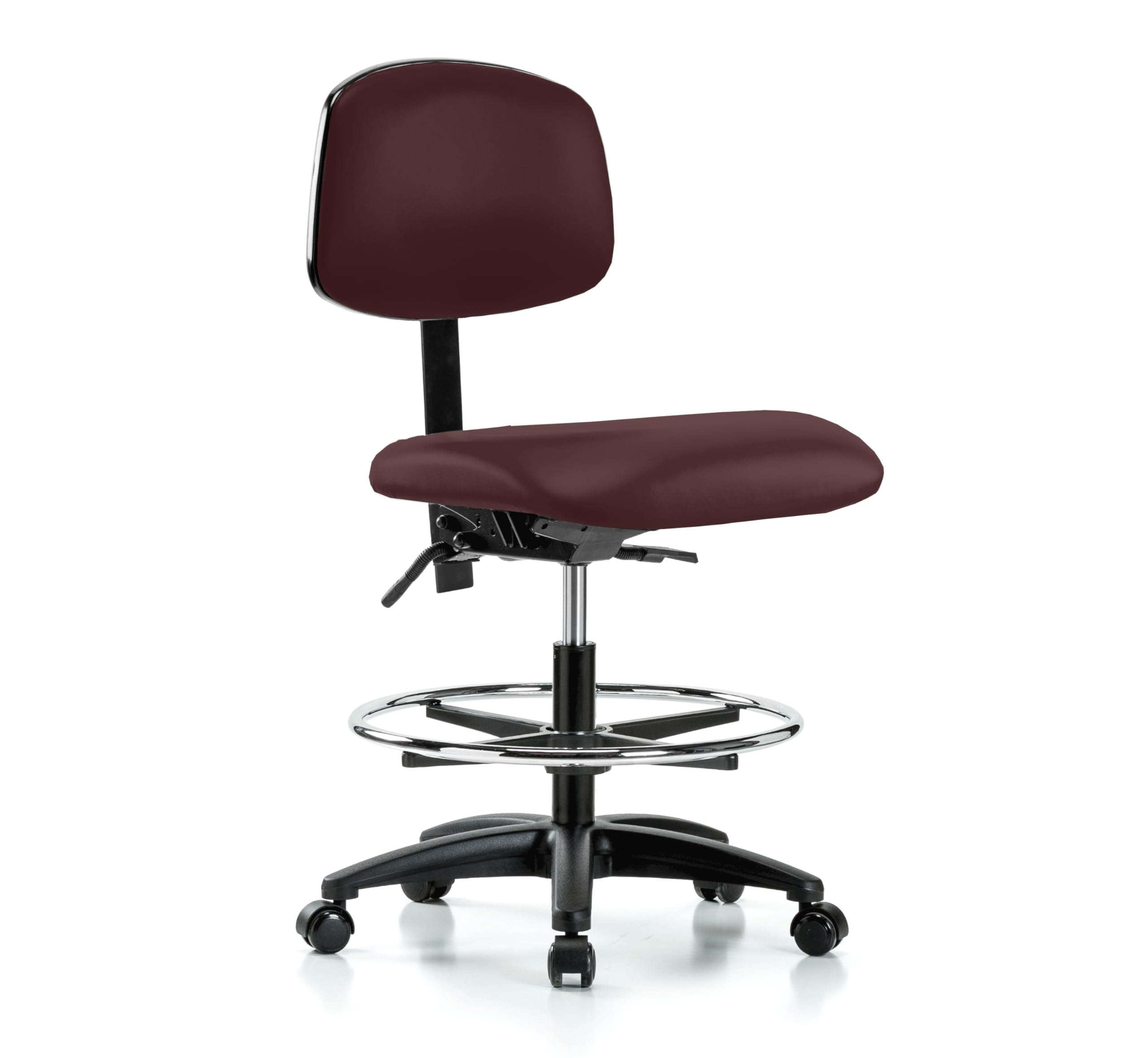 Adjustable Rolling Lab Chair with Back Support & Foot Ring - 20-27