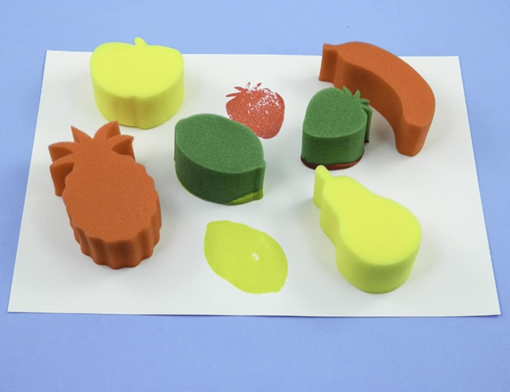 6-Piece Fruit-Shaped Sponge Painting Stampers for Kids - Fun DIY Art & Craft Projects, Classroom Activities, and Party Decorations