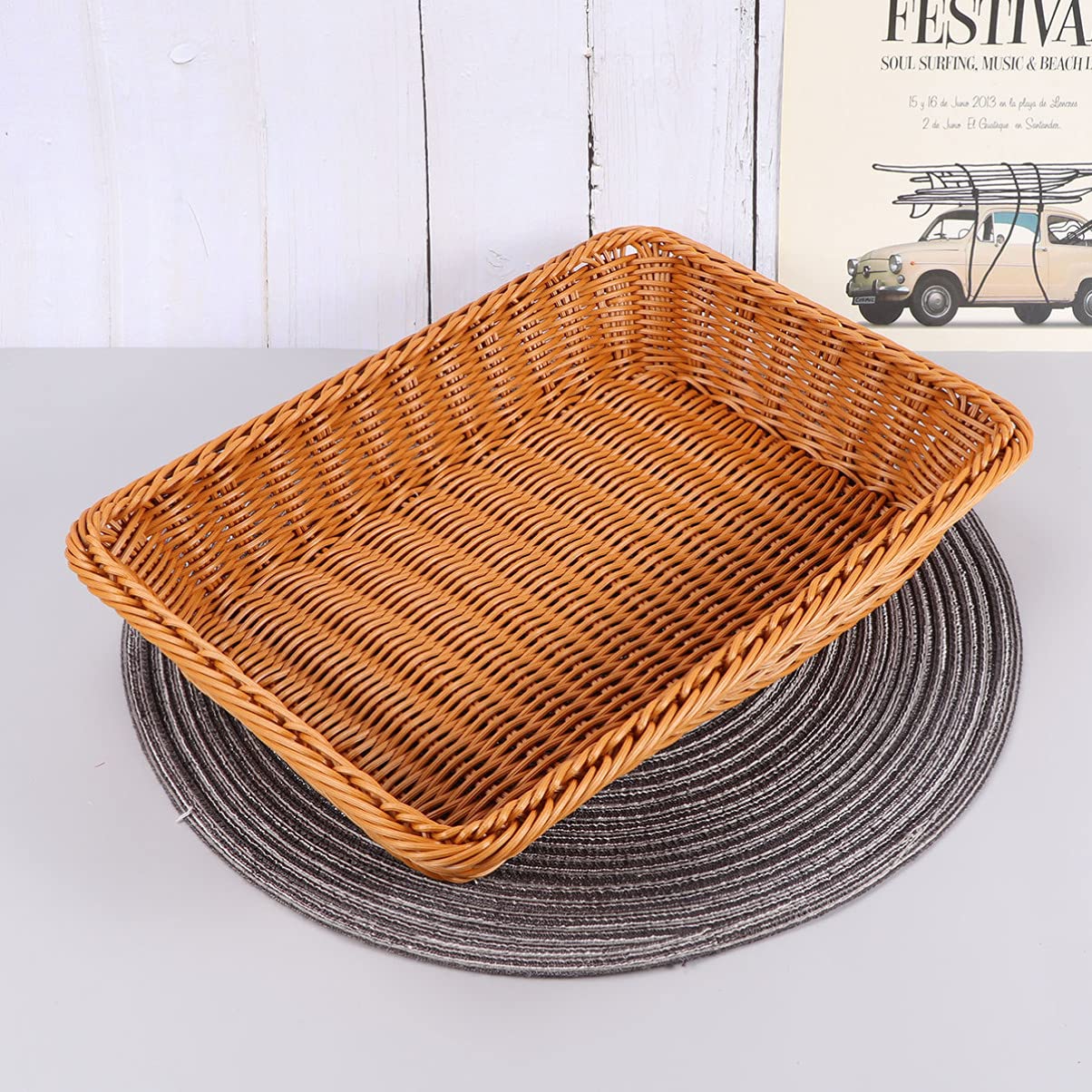 DOITOOL Woven Picnic Basket - Large Round Rattan Snack Tray for Bread, Fruits, Candy Storage - Perfect for Outdoor Picnics, Kitchen Organization & Party Serving (Imitation Wicker Harvest Basket)