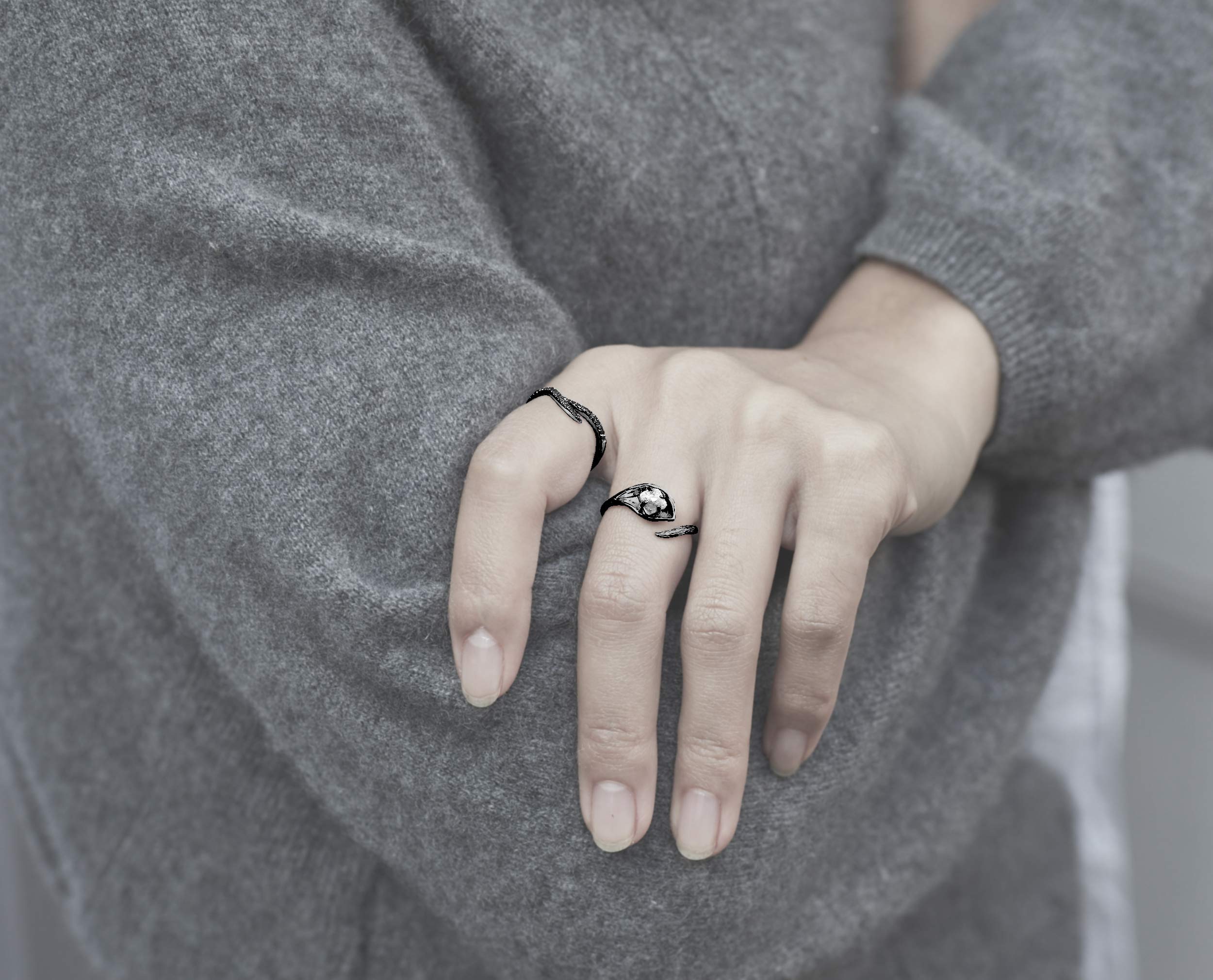 Majade Black Diamond Ring - 14K Black Gold Handmade Engagement Ring for Women, Minimalist Pave Wedding Band & Promise Ring | Perfect for Alternative Weddings, Anniversary Gifts & Unique Proposals