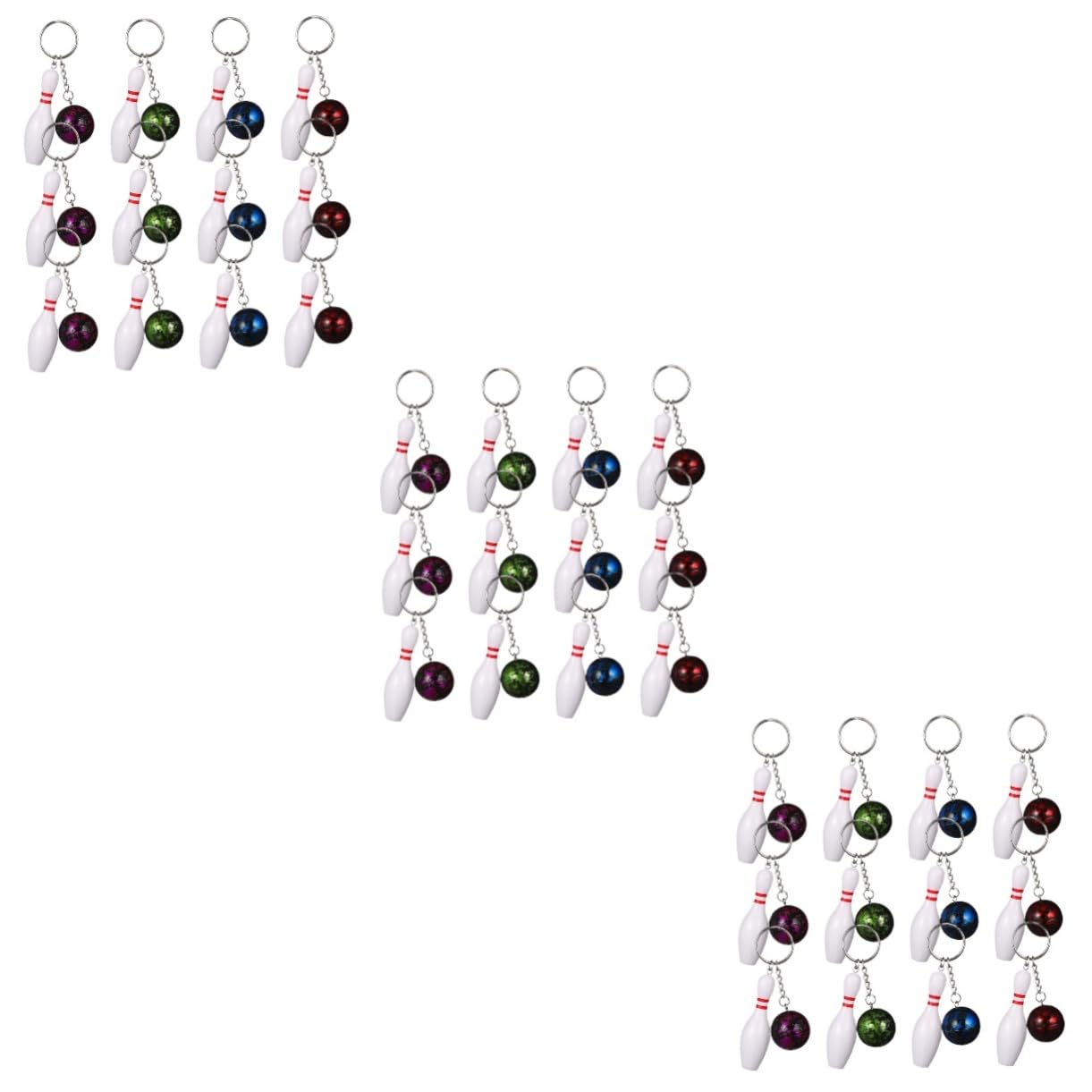 WESIEVYA 36 Pcs Mini Bowling Keychain Set - Red PVC Bowling Ball Keychains for Handbags & Gifts - Perfect for Bowling Enthusiasts, Party Favors & Souvenirs