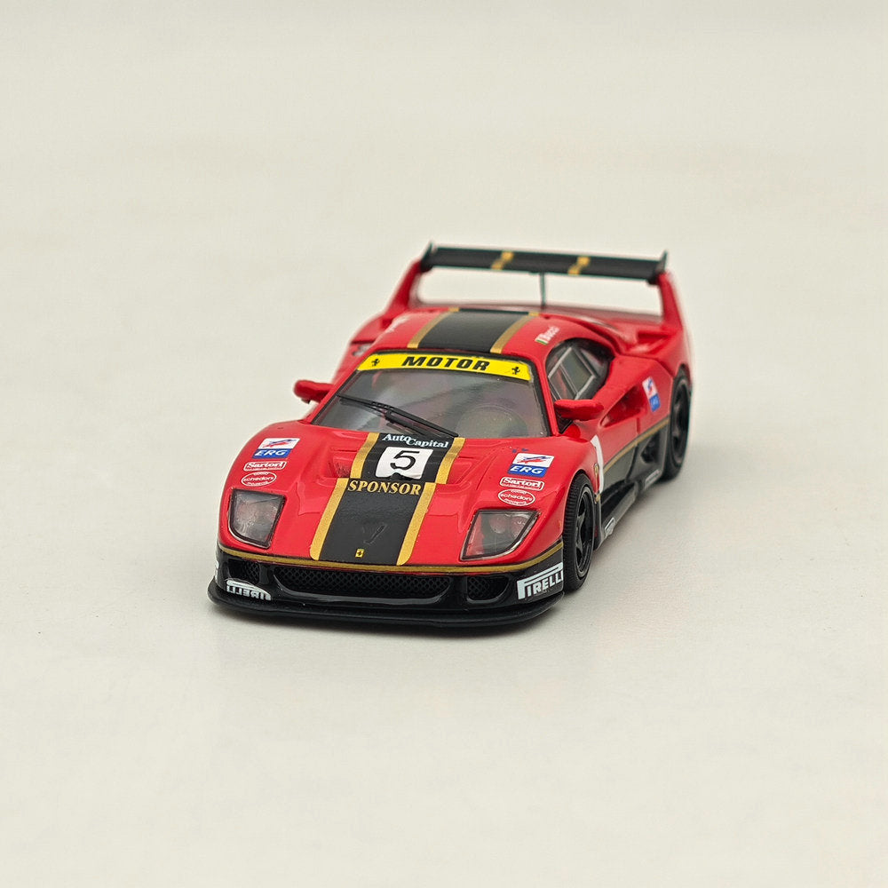 1:64 Scale Ferrari F40 LM #5 Racing Sports Car Model - Legend Series with Open Tail Gate - Red Diecast Collectible for Display, Racing Enthusiasts, and Gift Giving