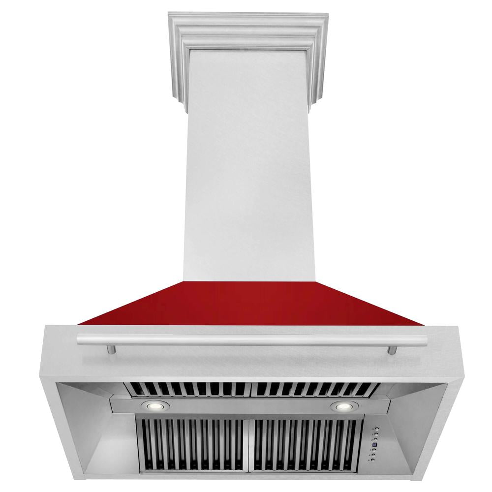 ZLINE 36 Inch Stainless Steel Wall Mount Range Hood with Satin Finish & Stainless Steel Handle (8654SNX 36) - Powerful Kitchen Ventilation for Gas Stoves & Cooking Areas