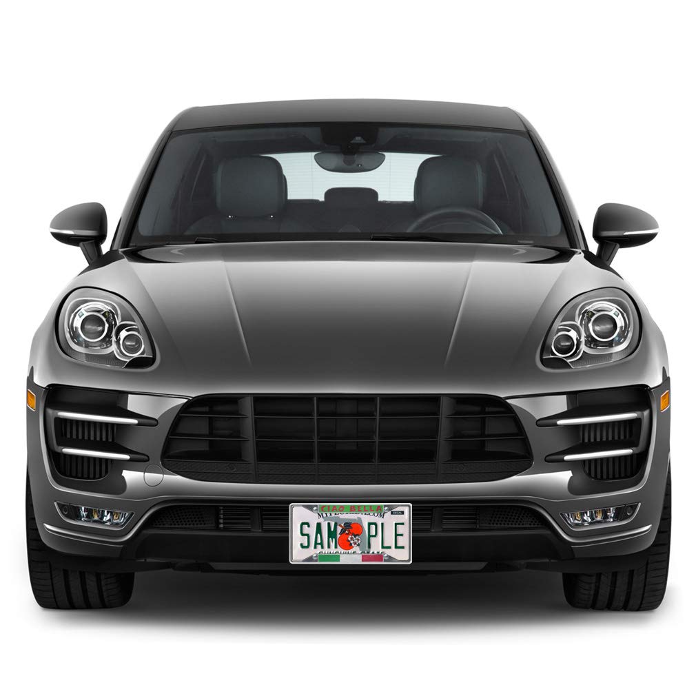 Italian Flag Metal License Plate Frame - Ciao Bella Chrome 4-Hole Design with Solid Insert | Weatherproof Car Accessories for Cars, Trucks & SUVs | Perfect for Italian Car Enthusiasts & European Vehicle Owners