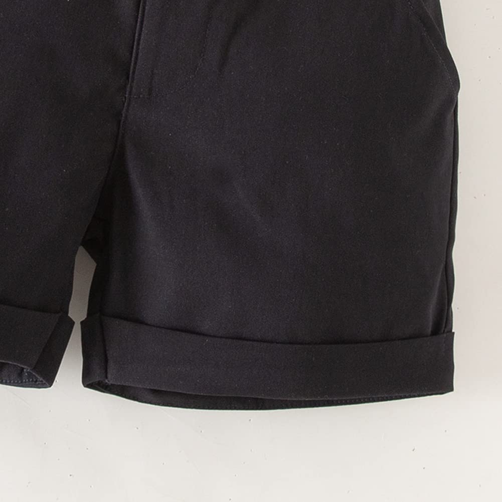 StylSilove Toddler Boys' Classic Cotton Chino Shorts with Adjustable Stripe Suspenders - Comfortable Casual & Formal Wear for Weddings, Parties & Special Occasions