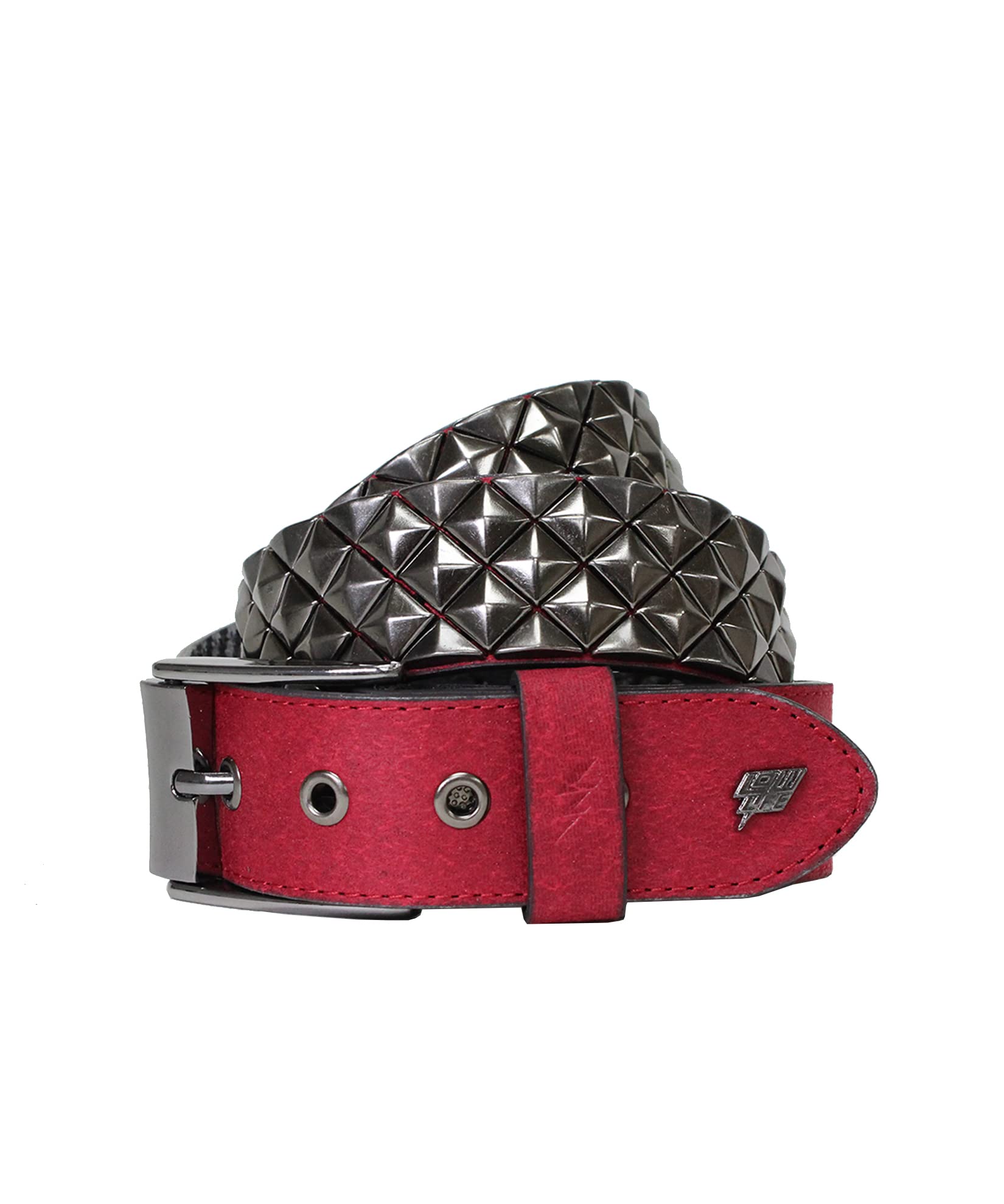 Premium Red Leather Belt for Men - Lowlife Armor Style - Durable Fashion Accessory for Casual Wear, Work & Outdoor Adventures