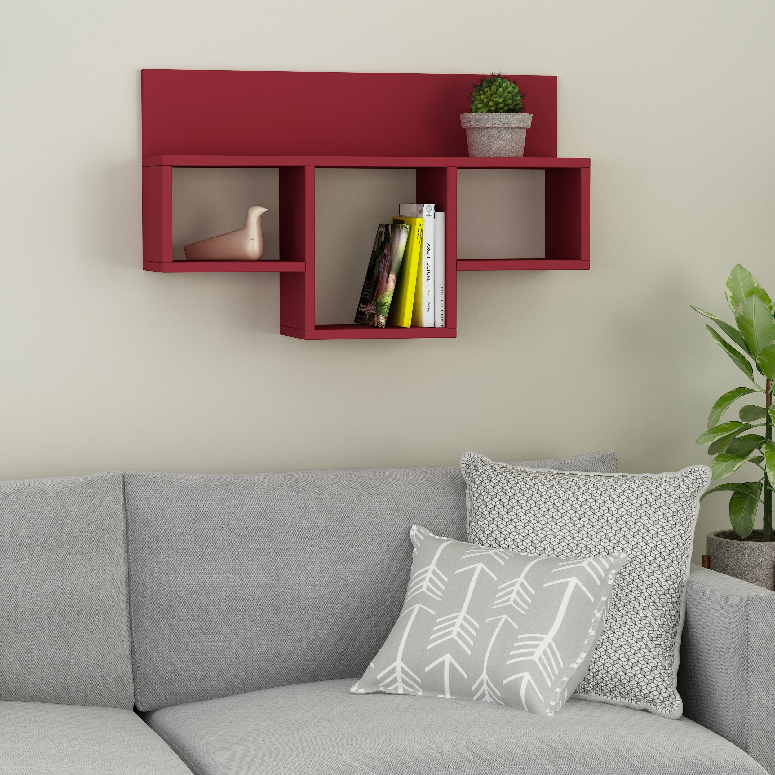 Modern Mabel Wall Shelf - Floating Shelves for Living Room, Bedroom, Bathroom - Rustic Wood Wall Storage & Decor - Perfect for Books, Plants, Photos | Easy Installation & Space Saving