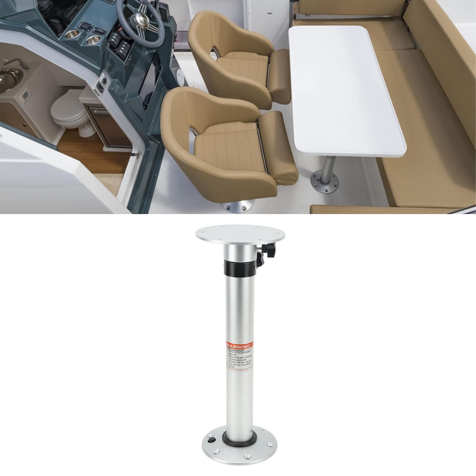 Adjustable RV Table Leg - Aluminum Alloy Height Adjustable Table Base (490MM-745MM) for Camping, Folding Pedestal Mount Stand with Sturdy Foot - Perfect for RV, Camper, and Home Office Use