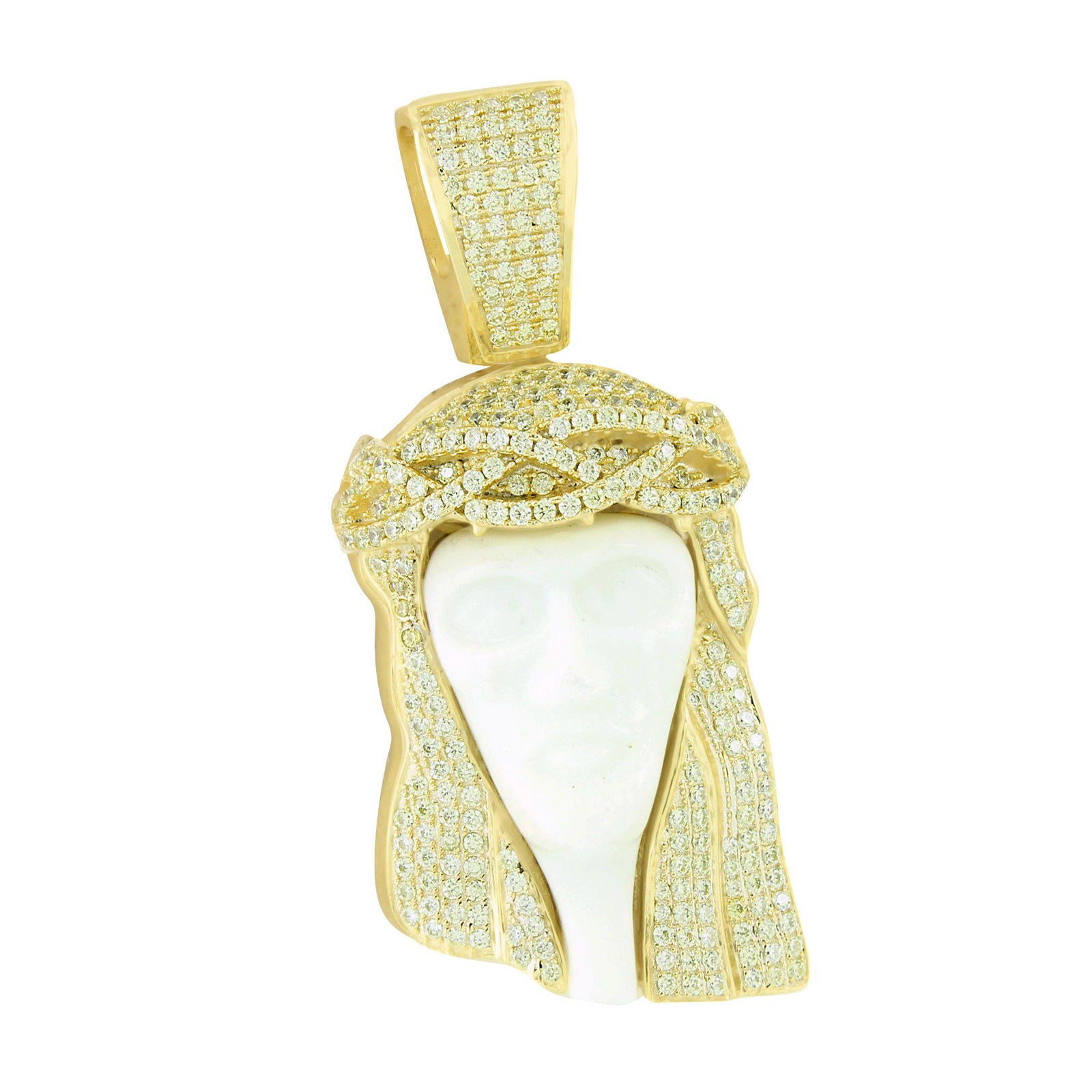 14K Yellow Gold Jesus Pendant with Enamel Face - Religious Jewelry for Men & Women - Perfect for Church, Gifts & Everyday Faith Wear