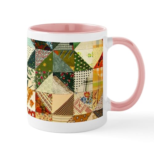 White/Pink Inside - Fun Patchwork Quilt Mugs