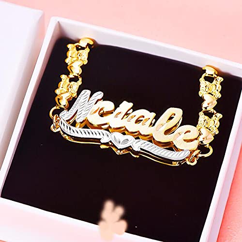 BlingSparkle Personalized Name Bracelet for Women - 18K Gold Plated Charm Cuff Bracelet with Custom Heart Nameplate (Any Words) | Trendy Jewelry Gift for Teen Girls & Best Friends | Perfect for Birthdays, Anniversaries & Special Occasions