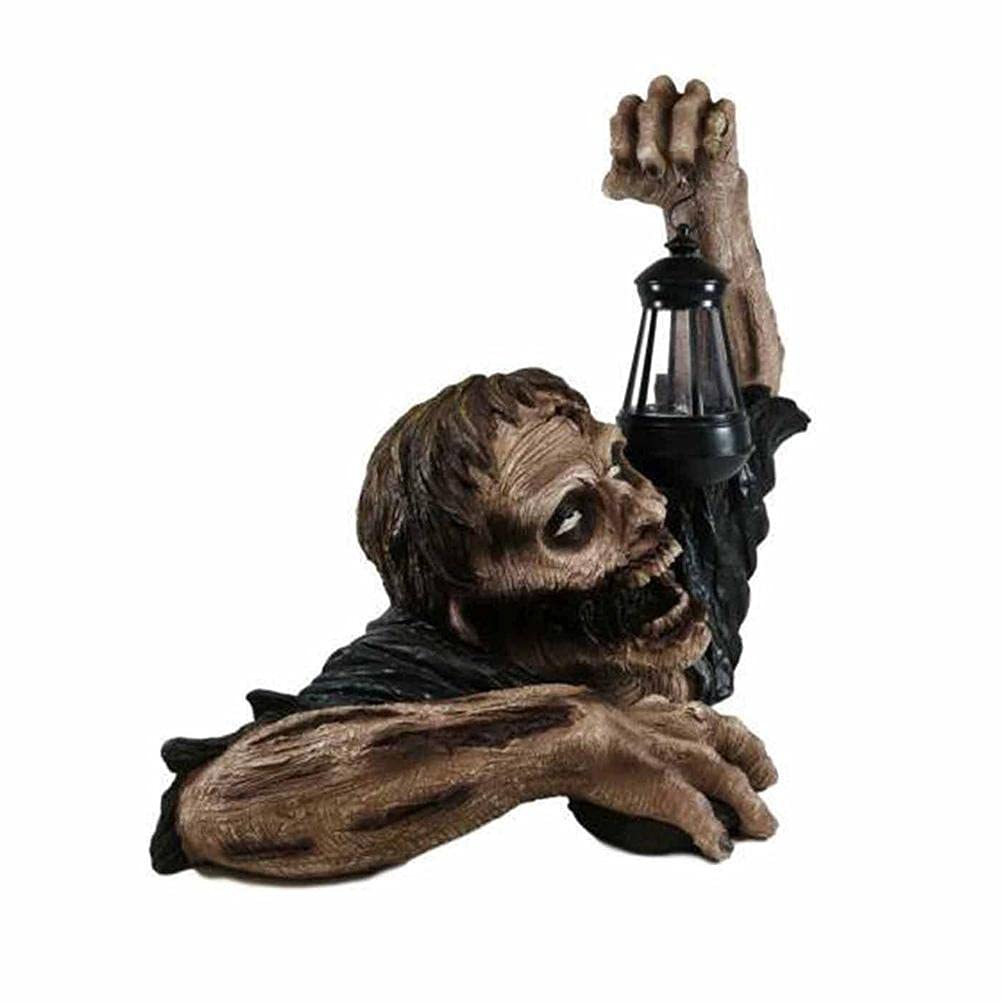 Solar Powered LED Zombie Garden Statue - Halloween Graveyard & Patio Decor, Resin Outdoor Lawn Yard Decoration for Halloween Party, Haunted House, and Spooky Holiday Gift