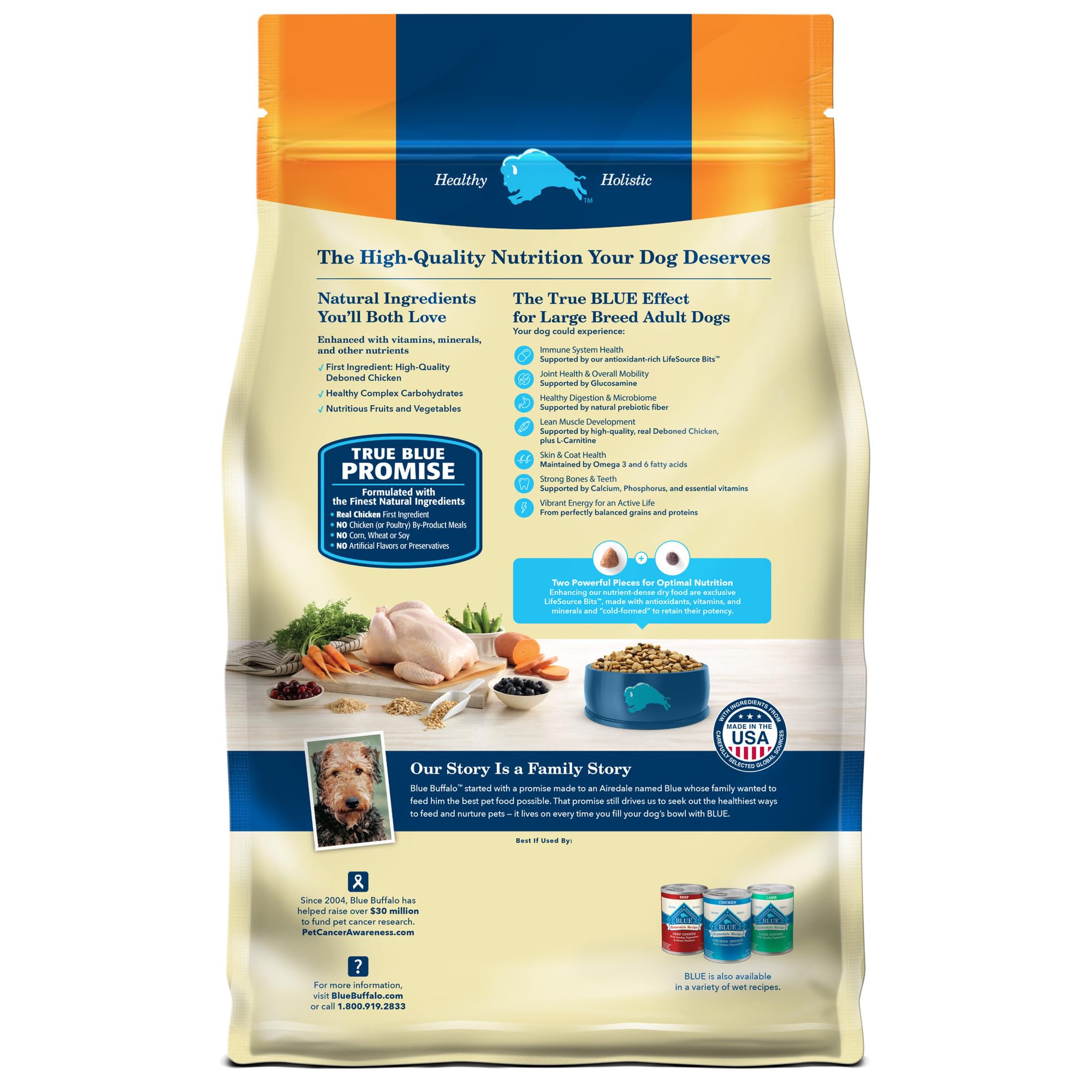 Blue Buffalo Life Protection Formula Large Breed Adult Dry Dog Food - Natural Chicken & Brown Rice Recipe for Joint Health & Lean Muscles (30lb Bag) | Ideal for Active Large Dogs & Senior Canine Care
