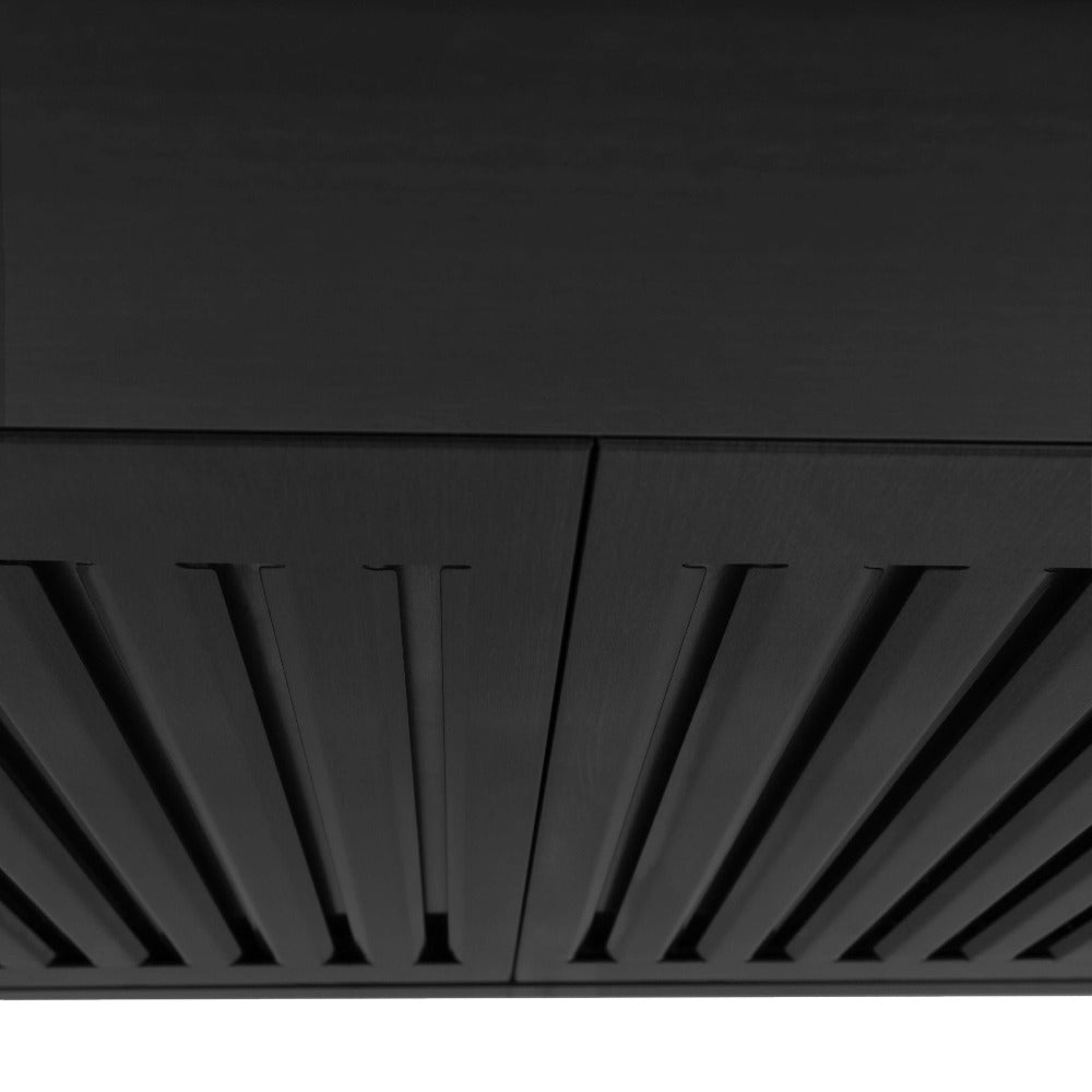 ZLINE 48-Inch Black Stainless Steel Kitchen Package - 5KPR Dual Fuel Range, RABRH48 Range Hood, MWDWV Microwave Drawer & 24
