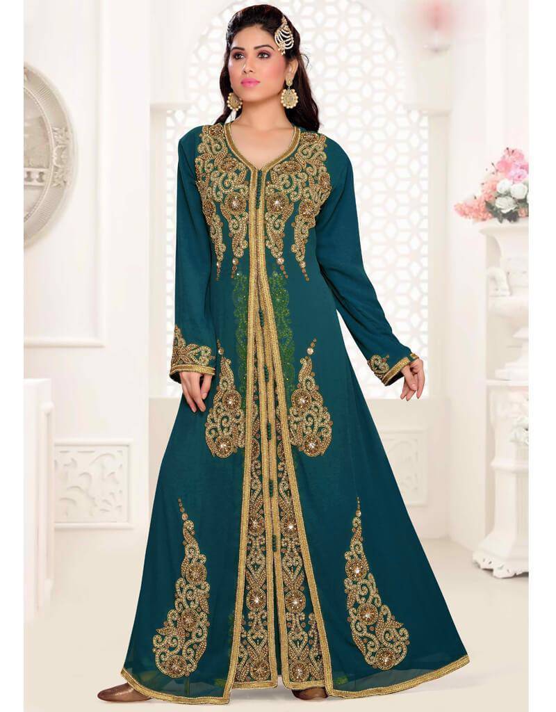 Elegant A-Line Embroidered Kaftan Dress for Women - Boho Chic Beach Cover Up, Summer Vacation & Lounge Wear