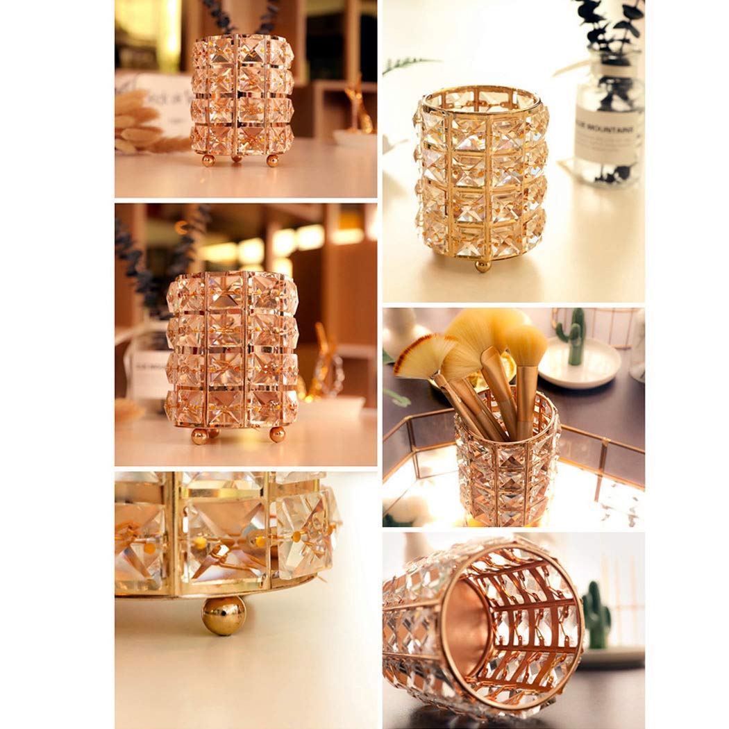 Handmade Crystal Makeup Brush Holder & Eyebrow Pencil Organizer - Elegant Cosmetic Storage for Vanity, Bathroom, Office Desk (Silver) | Perfect for Makeup Artists & Beauty Enthusiasts