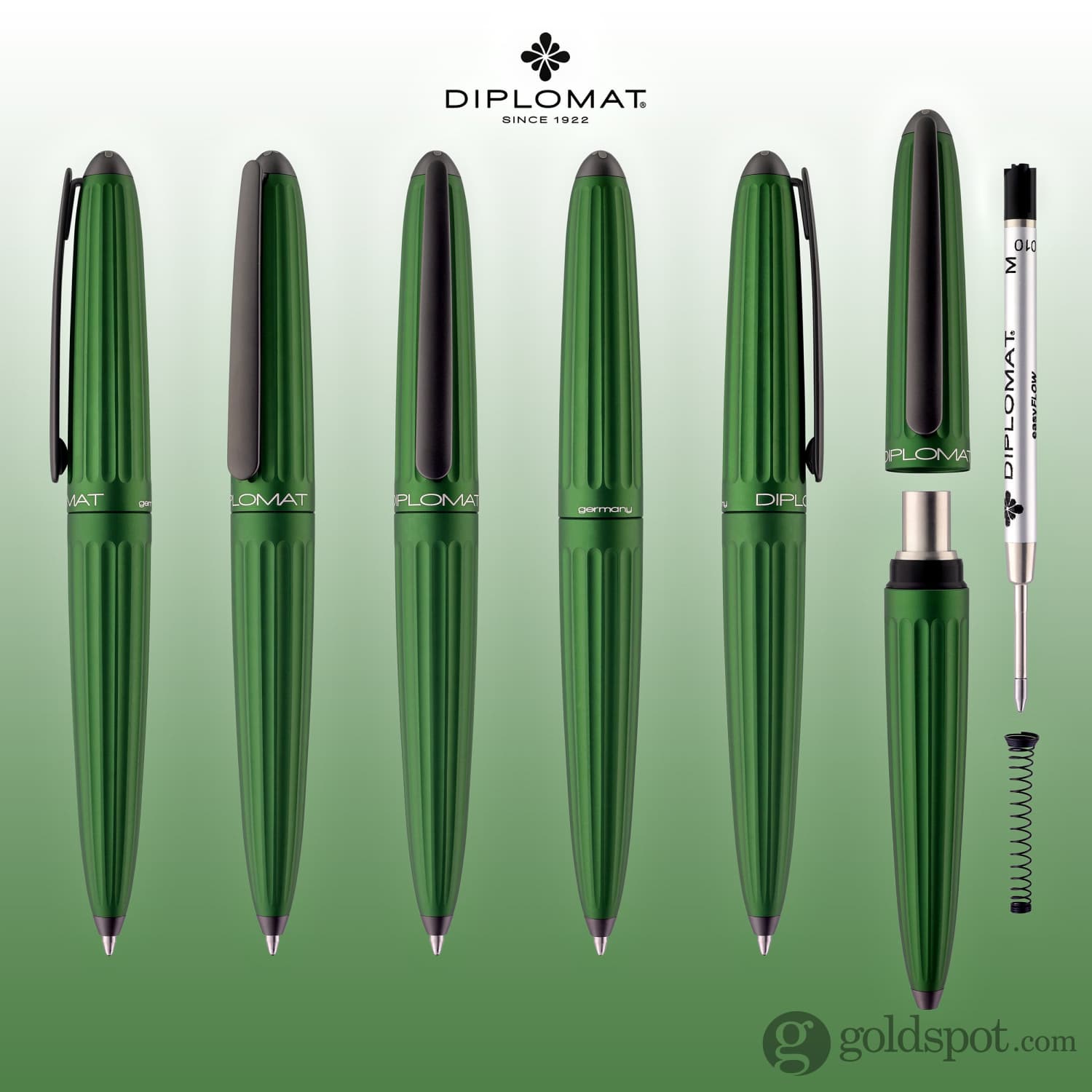Premium Diplomat Aero Green Ballpoint Pen - Smooth Writing Luxury Pen for Business, Gifts & Everyday Use - Office, School & Professional Scenarios