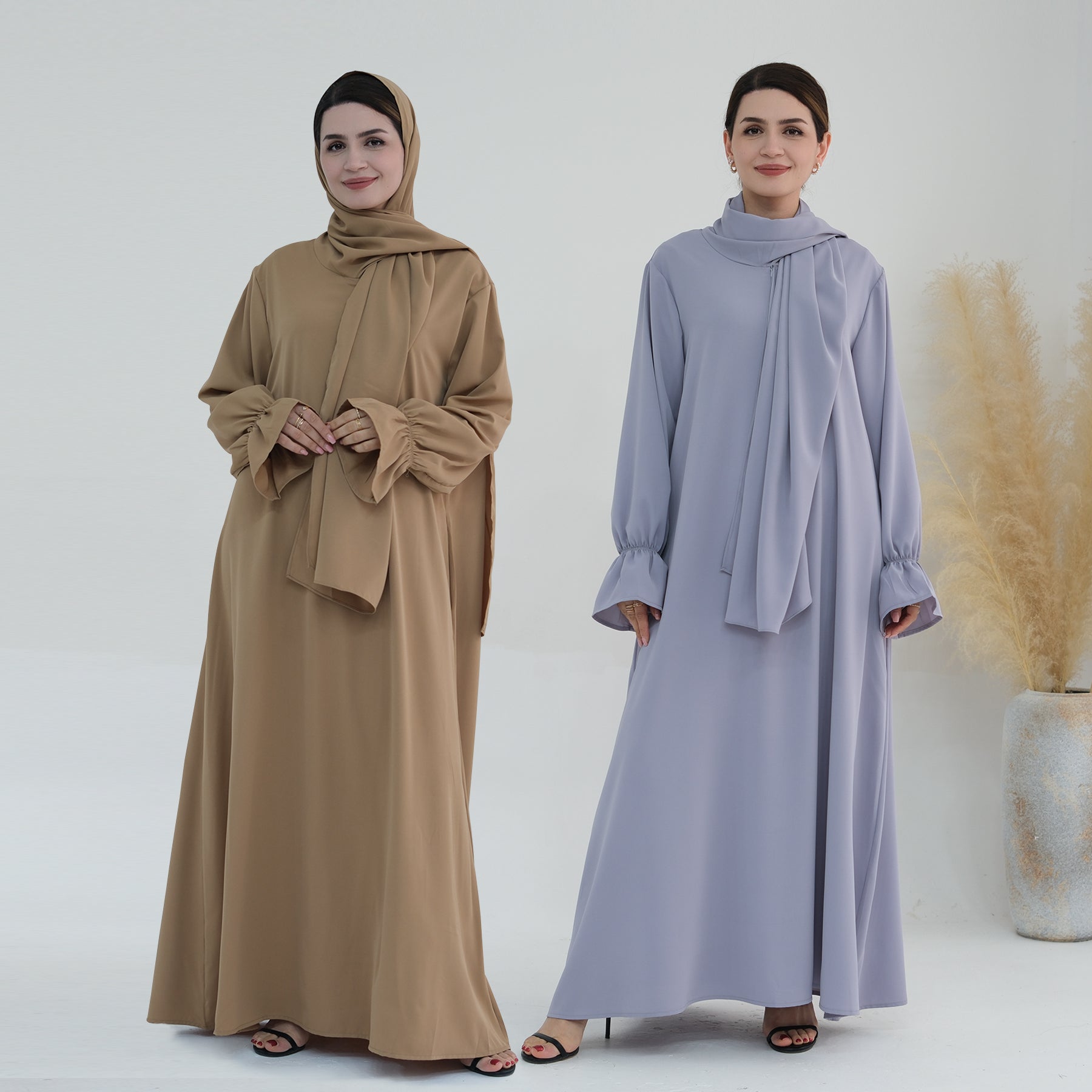 Elegant Aamna Abaya & Hijab Set for Women - Modest Islamic Prayer Dress - Perfect for Mosque, Eid, and Special Occasions