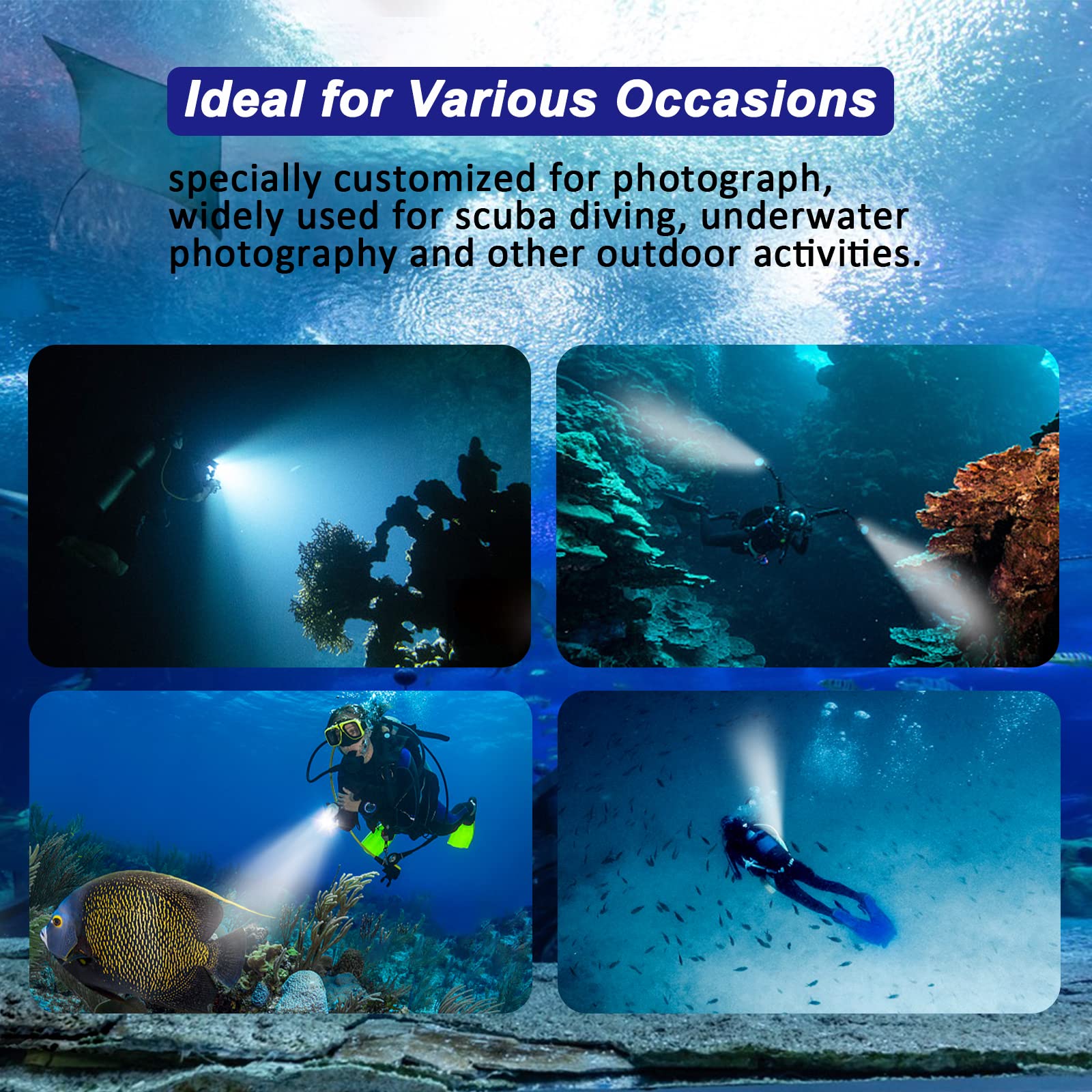 Professional 10000 Lumens Super Bright Diving Flashlight - 100M Waterproof Underwater Video Light with Type-C Charging | Perfect for Underwater Photography, Scuba Diving, Cave Exploration & Night Fishing