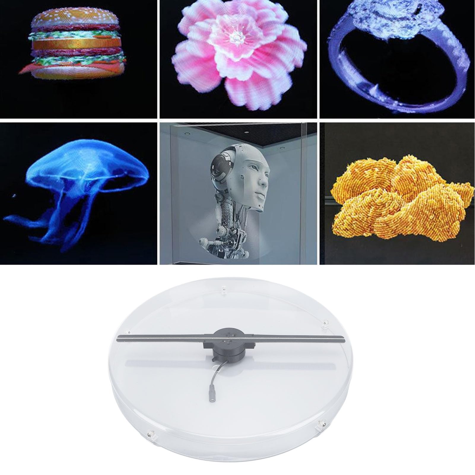 3D Holographic Projector Fan - 42CM 256 LED Hologram Display with 8GB TF Card for Android & iOS - Home Office Decor, Advertising Display, Party Visual Effects (US Plug)