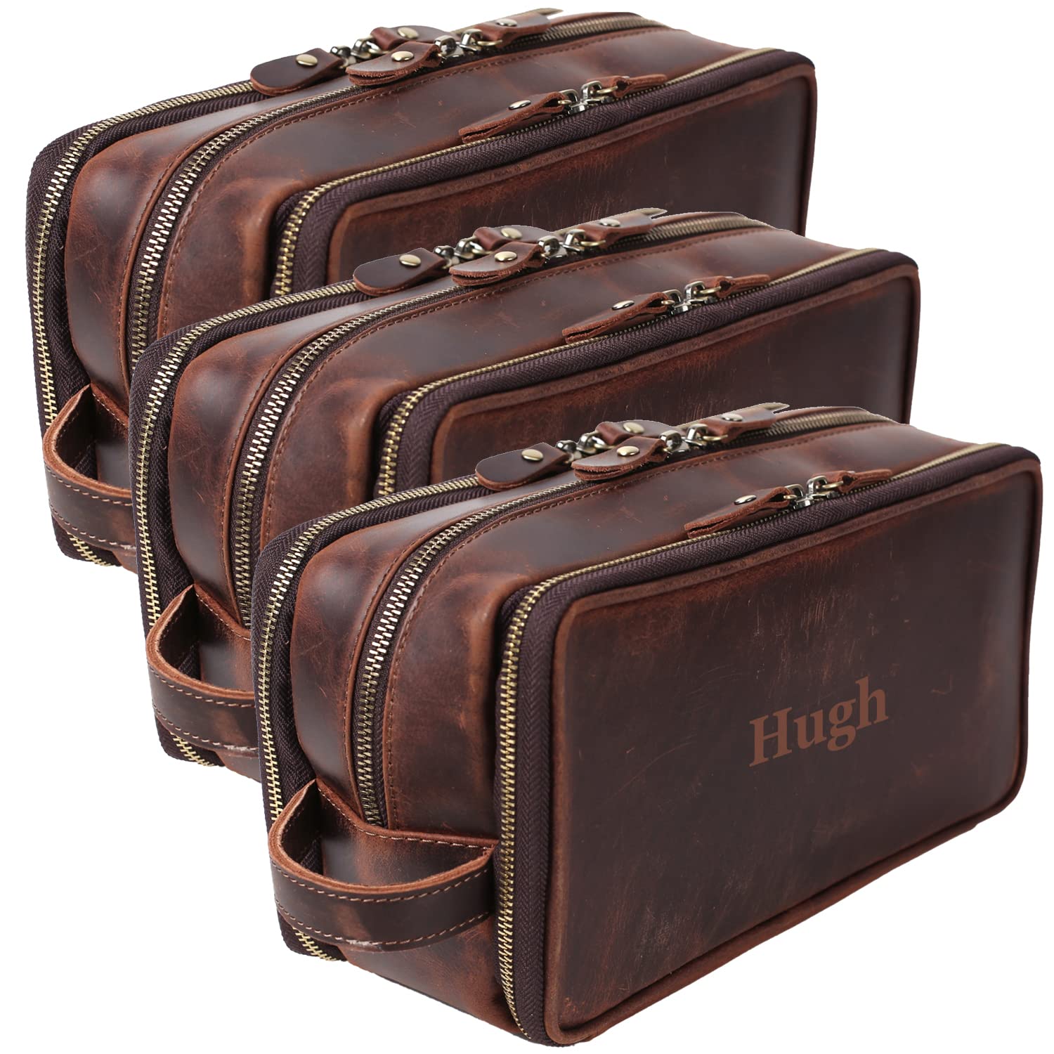 Personalized Leather Toiletry Bag for Men - 1/3/6pcs Wedding Groomsmen Gift Set, Travel Shaving Dopp Kit & Cosmetic Organizer - Perfect for Bachelor Party, Honeymoon & Business Trips (3pcs)