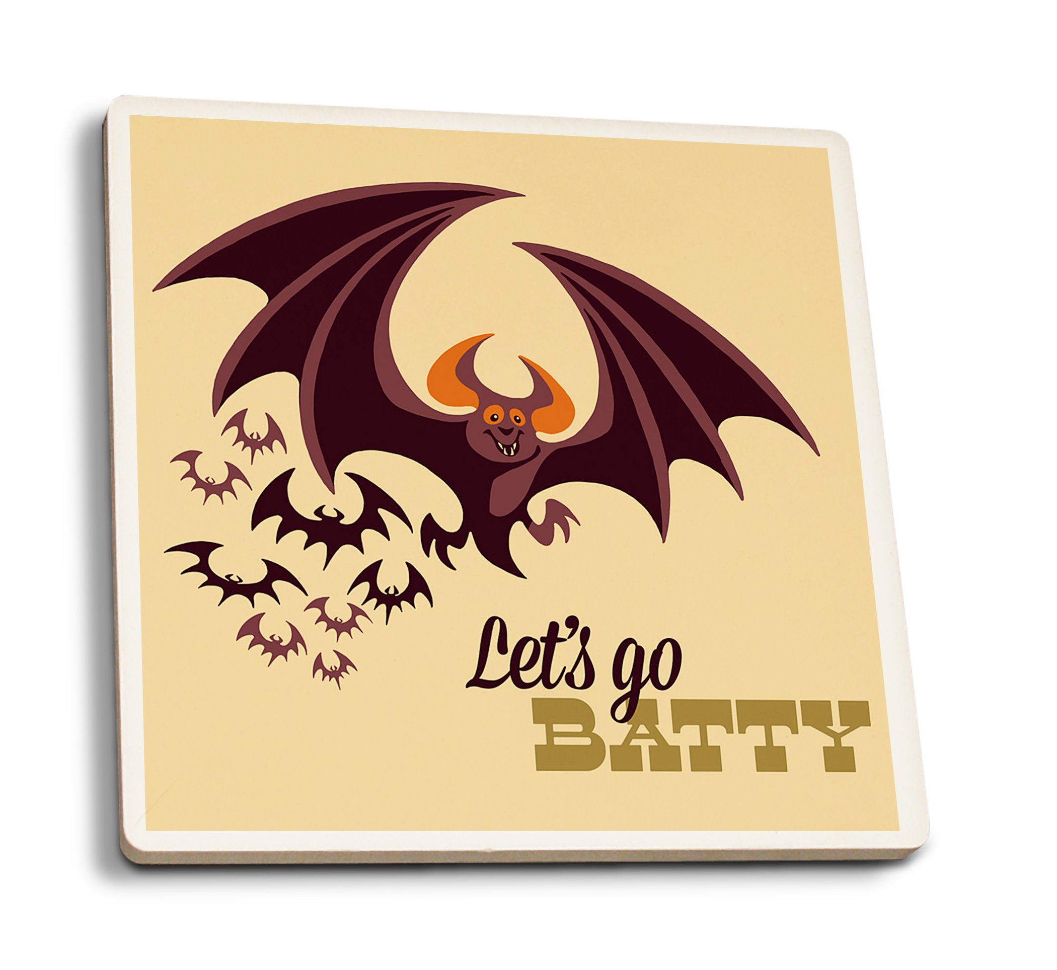 Halloween Bat Coasters Set of 4 - Absorbent Ceramic Drink Coasters with Cork Backing - Retro Halloween Decor for Kitchen, Dining Table, Bar & Party - Spooky Home Accessories for Halloween Celebrations