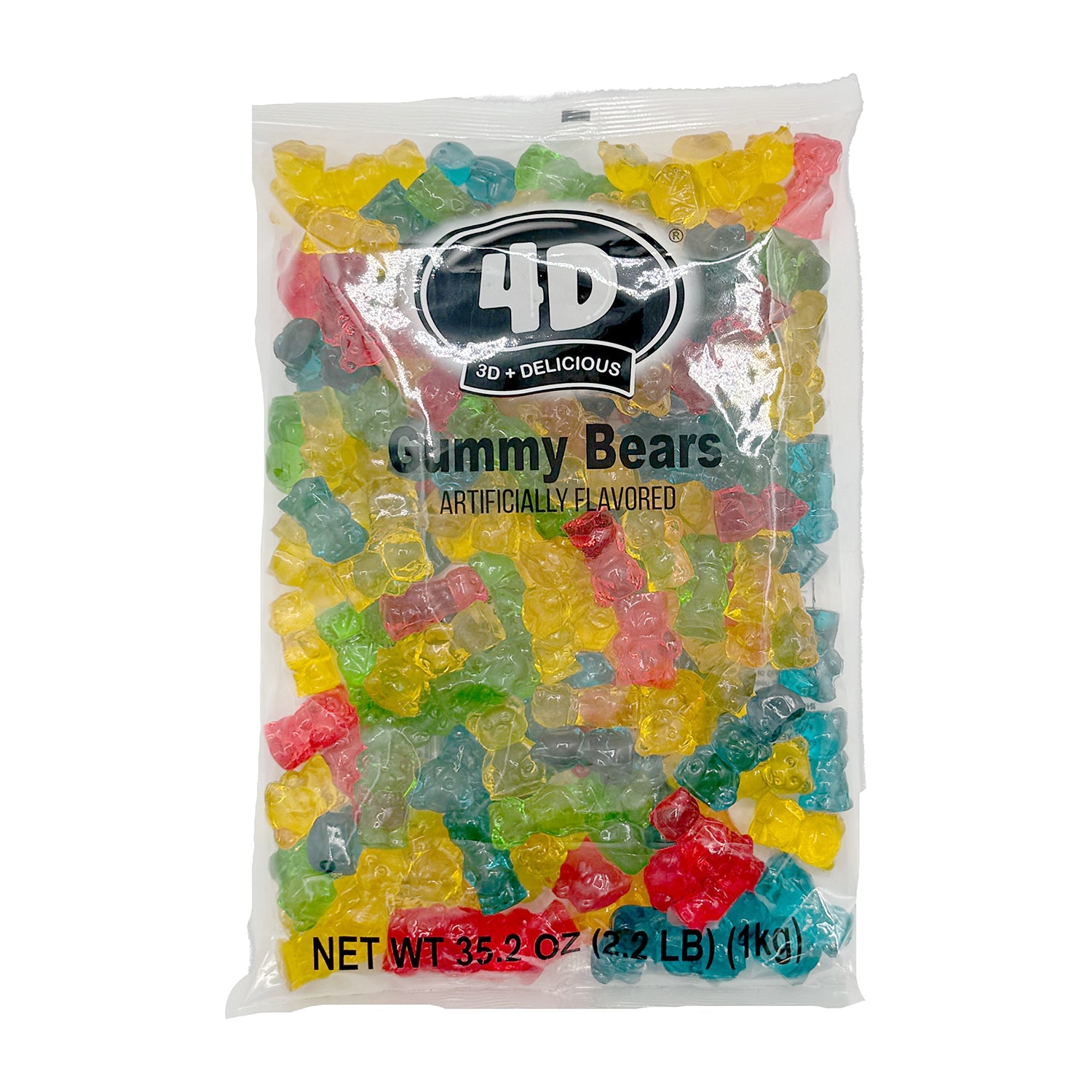 Hilco 4D Sour Gummy Bears in Resealable Bag - 2.2lb Bulk Candy for Parties, Movie Nights & Snacking - Assorted Fruit Flavors