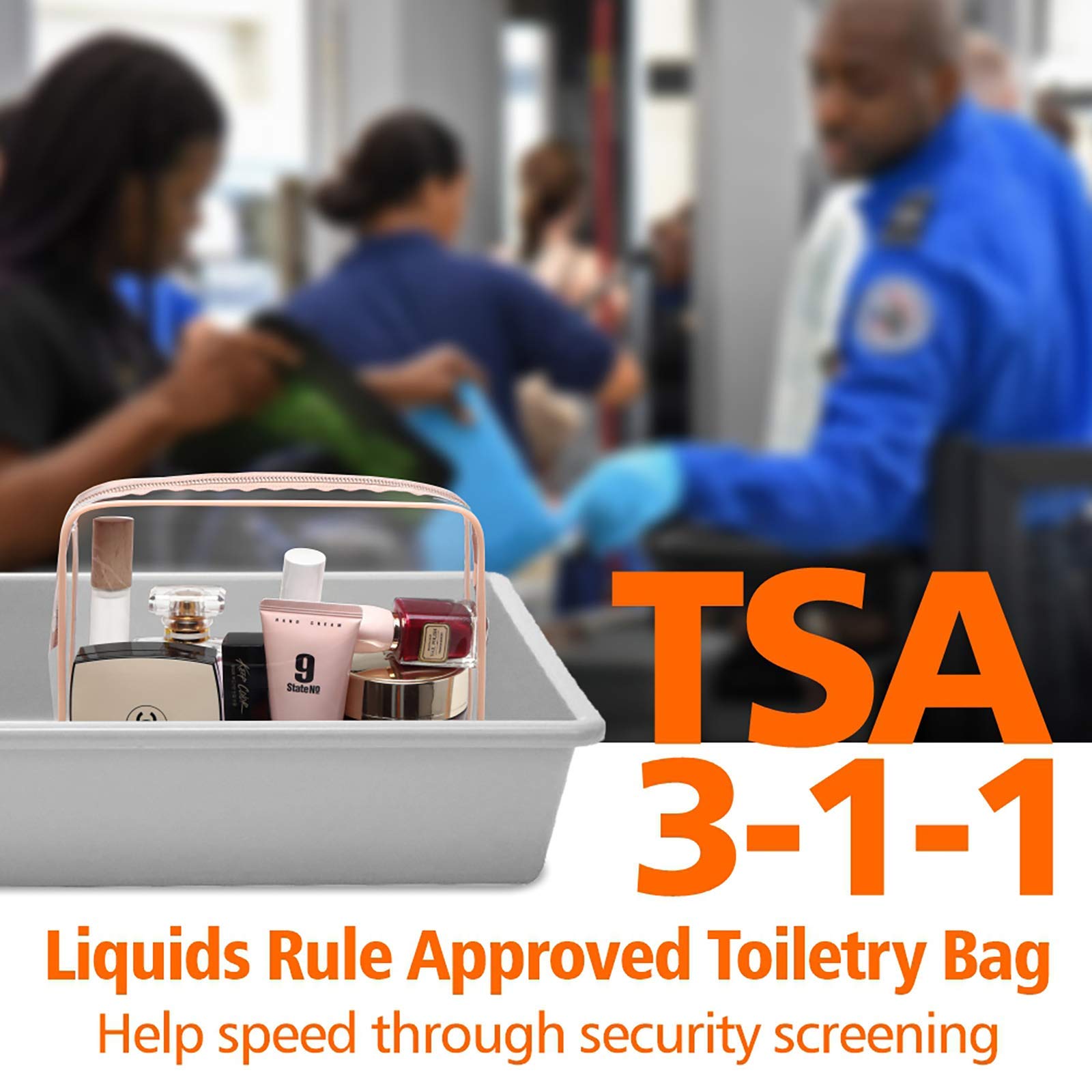PACKISM Clear Toiletry Bag 3-Pack - TSA Approved Quart Size Travel Cosmetic Organizer for Women & Men - Perfect for Airports, Gym, Camping & Weekend Getaways