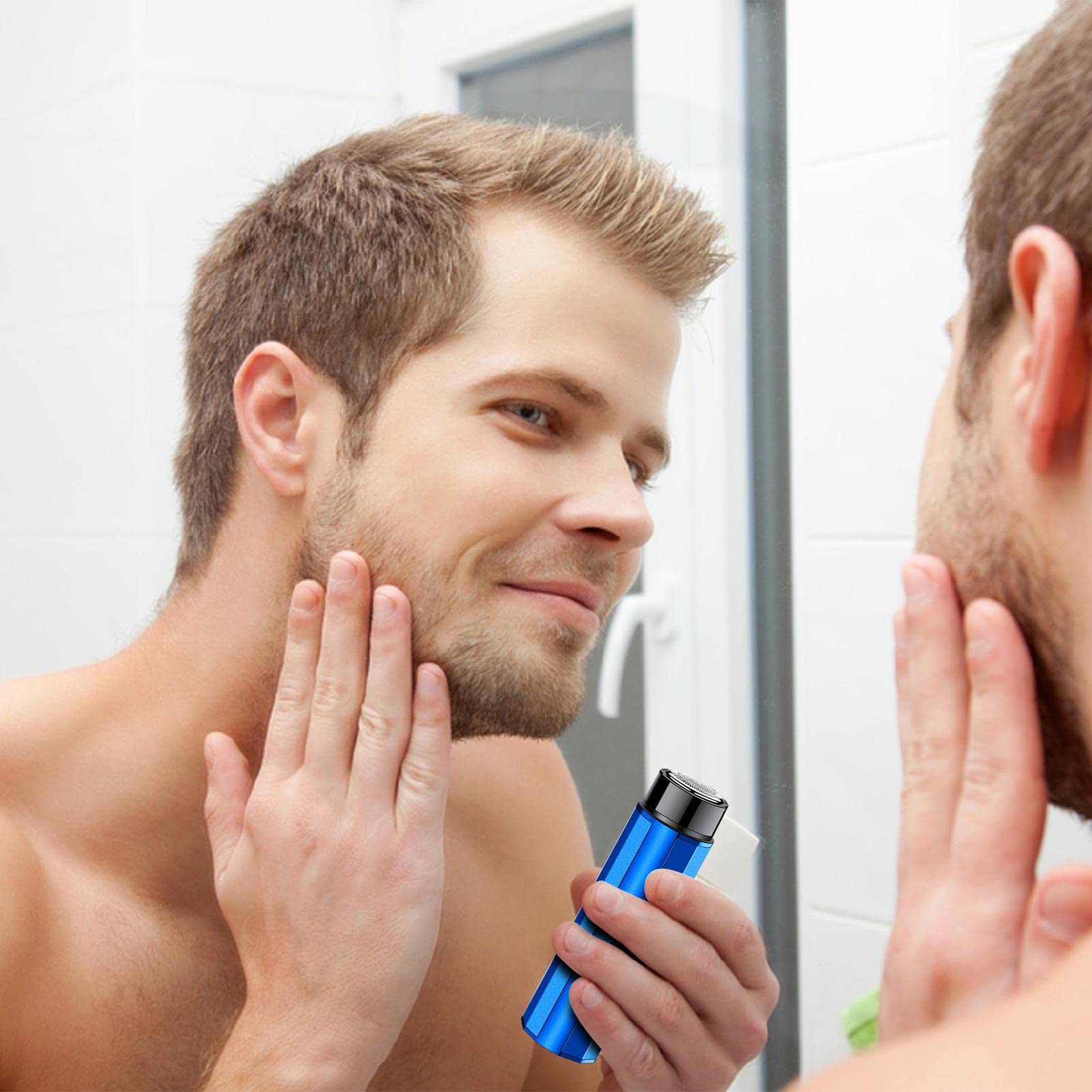 Men's Electric Shaver - USB Rechargeable Travel Beard Trimmer for Wet/Dry Use, Compact & Washable Facial Hair Clipper - Perfect for Business Trips, Gym Bags & Daily Grooming