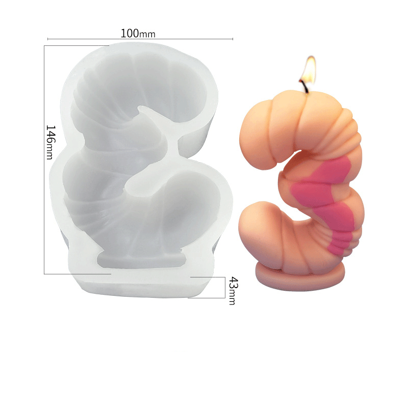 3-Piece Number Digital Silicone Candle Mold Set - 146mm Height for DIY Birthday, Wedding & Home Decor Crafts