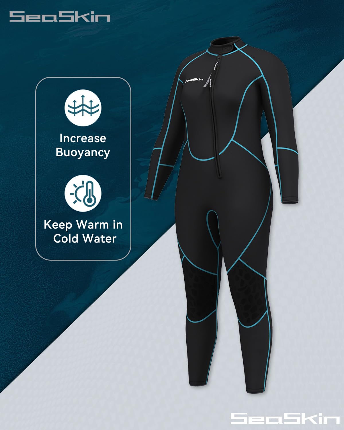 Seaskin Plus Size 3mm Full Wetsuit for Men & Women - Scuba Diving, Surfing & Water Sports