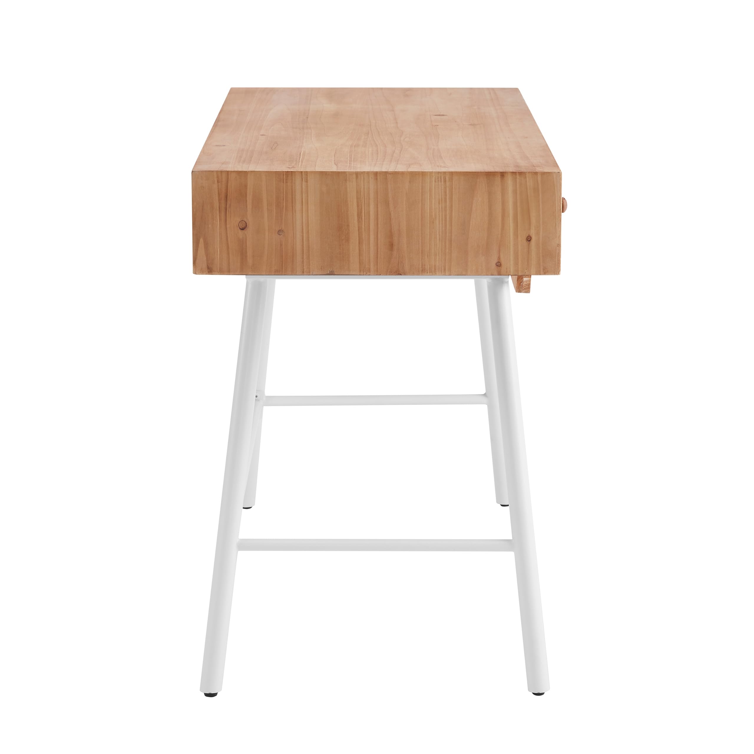 Linon Wood and Metal 3-Drawer Writing Desk in Natural & White - Stylish Home Office Furniture for Small Spaces, Dorm Rooms & Workspaces