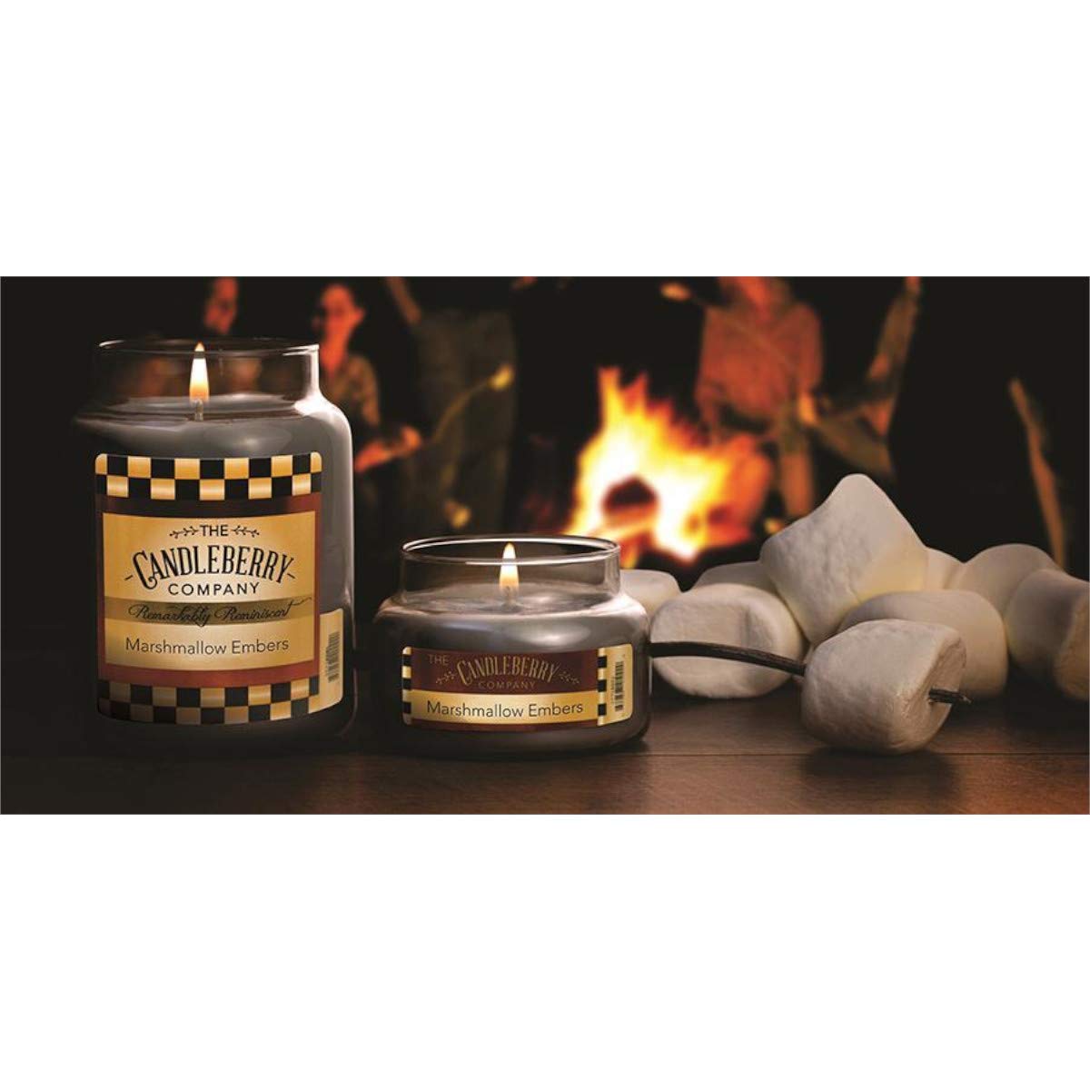 Premium Candleberry Candles - Strong Scented 26oz Large Jar Candles, Hand-Poured in USA, 135-Hour Burn Time, Marshmallow & Embers Fragrance for Home, Office, Spa & Romantic Nights