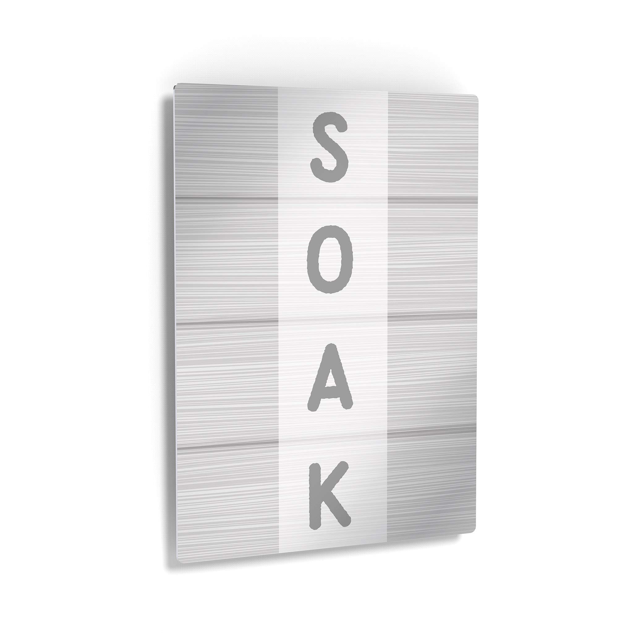 Funny Soak Grey Typography Bathroom Wall Art - Metal Print Home Decor Ready to Hang (40x30) | Perfect for Bathroom, Powder Room & Spa Decor | Made in USA