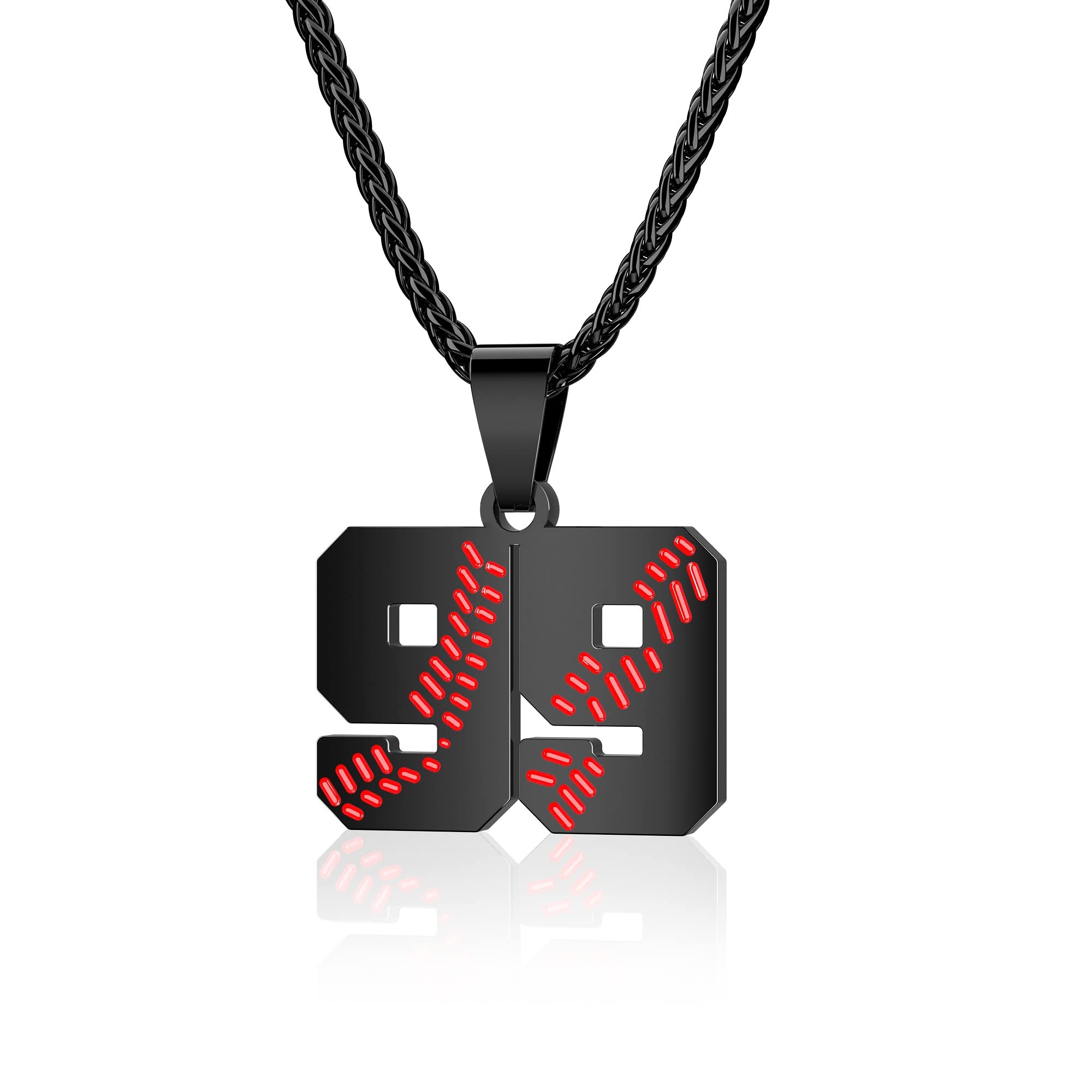 Upgraded Baseball Jersey Number Necklace 00-99 for Boys & Men - Stainless Steel Personalized Pendant - Perfect Gift for Baseball Players & Fans - Great for Games, Birthdays & Sports Events