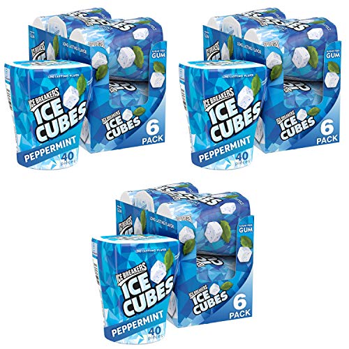 Sugar Free Xylitol Peppermint Chewing Gum - Ice Breakers Ice Cubes (40 Count, Pack of 6) | Fresh Breath Mint Gum for Office, Travel & Daily Use