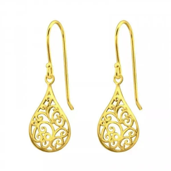 14K Gold Pear Earrings for Women - Elegant Dangle Drop Earrings for Party, Wedding & Everyday Wear