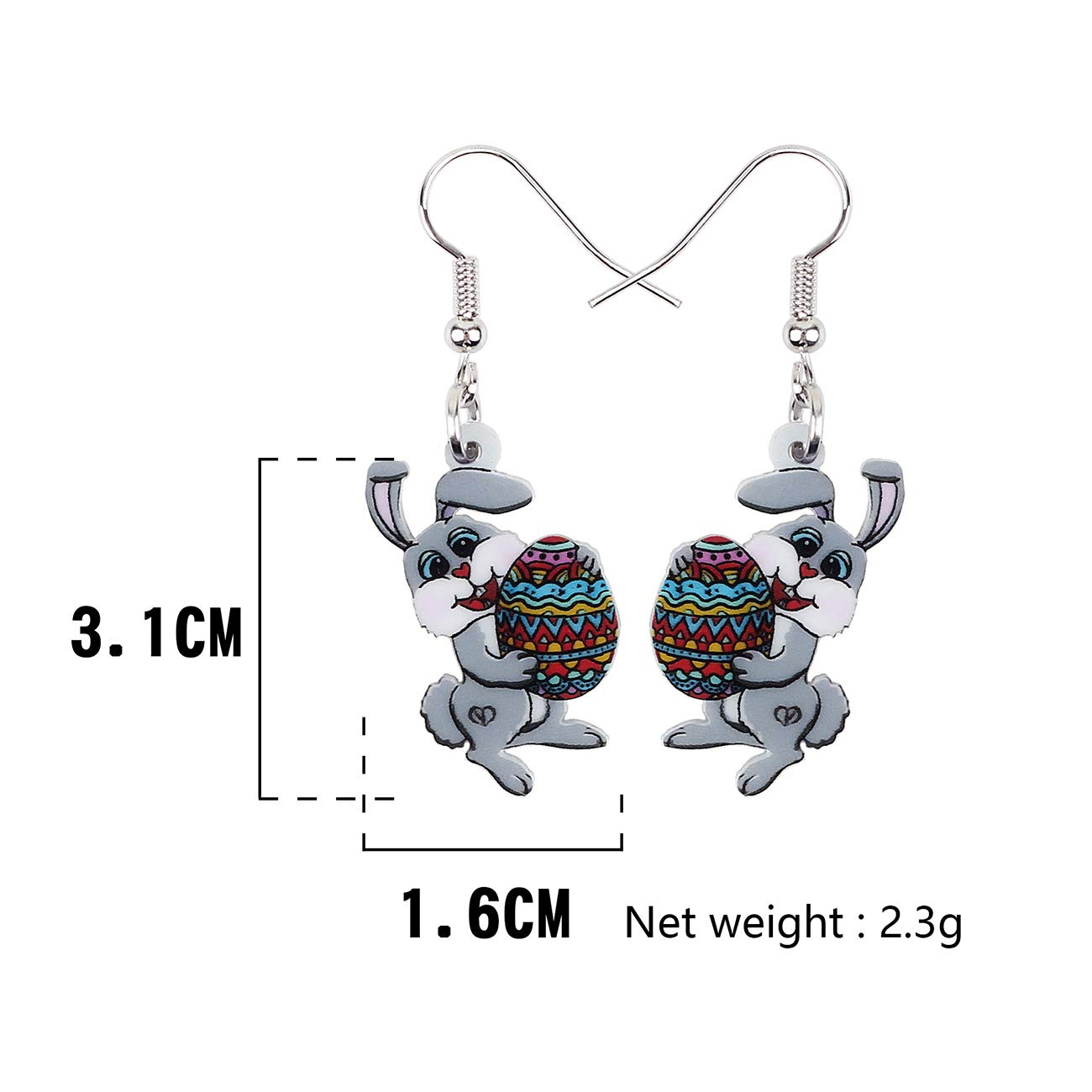 Doway Acrylic Easter Bunny Rabbit Earrings - Cute Drop Dangle Jewelry Gifts for Women, Girls - Funny Party Accessories & Spring Festival Decorations - Perfect for Easter Celebrations, Birthday Parties & Gift Giving