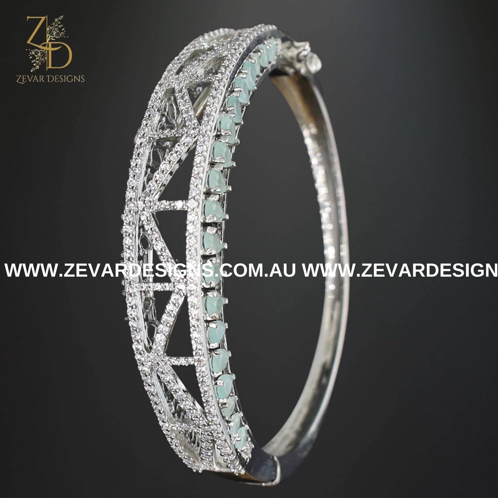 Stylish AD Bracelet in White Rhodium & Mint - Perfect for Everyday Wear, Gifts & Special Occasions