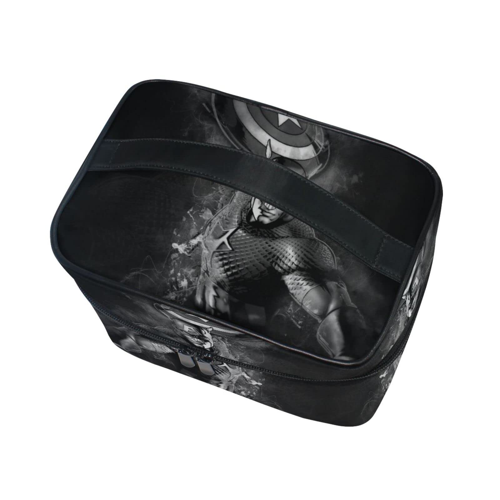 Black Hero Warrior Cosmetic Bag Organizer - Waterproof Zippered Makeup Pouch & Toiletry Case for Women | Travel, Gym, Daily Essentials Storage