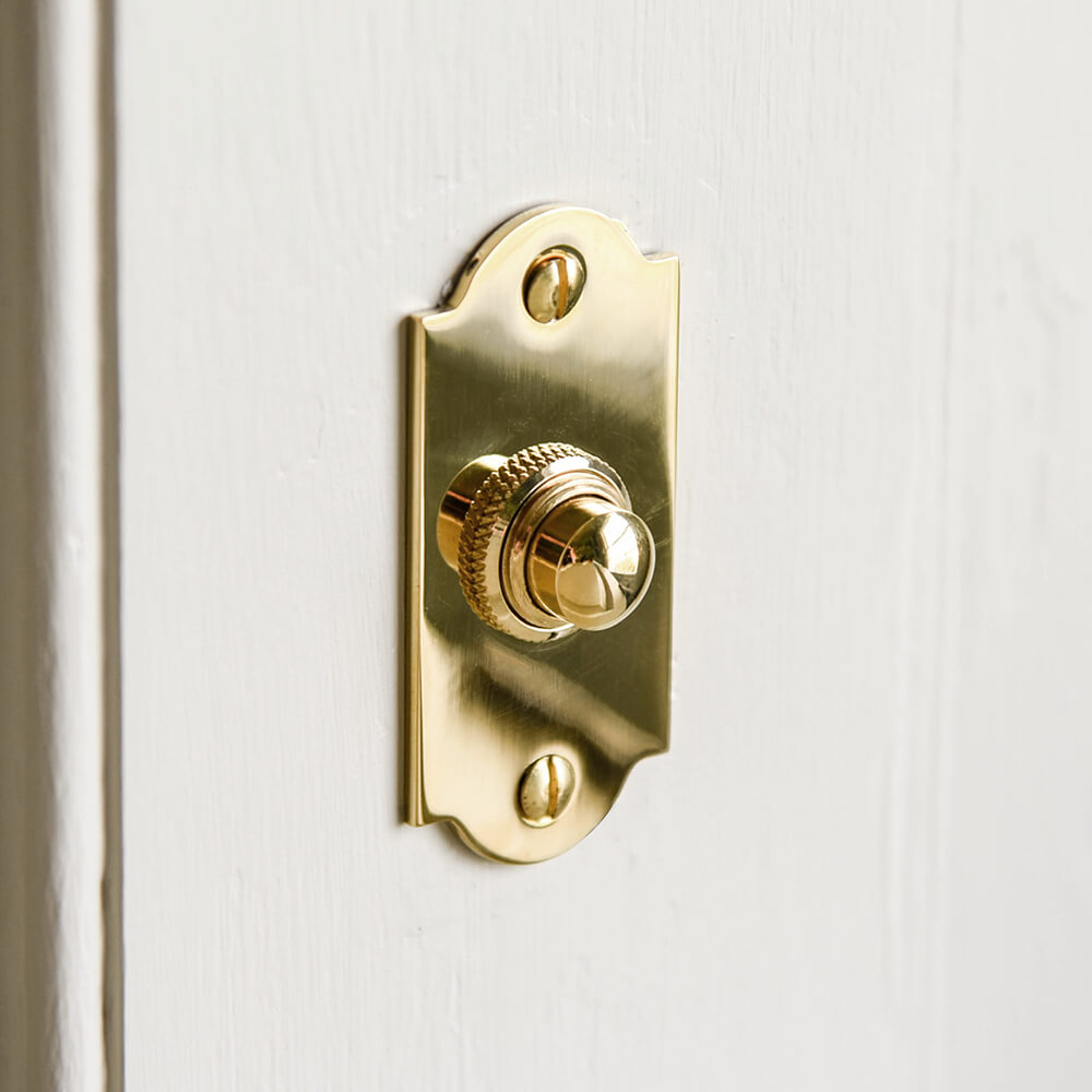 Polished Brass Arched Bell Push - Vintage Style Doorbell Button for Classic Homes & Victorian Houses - Perfect for Front Door Entryway & Porch Decor