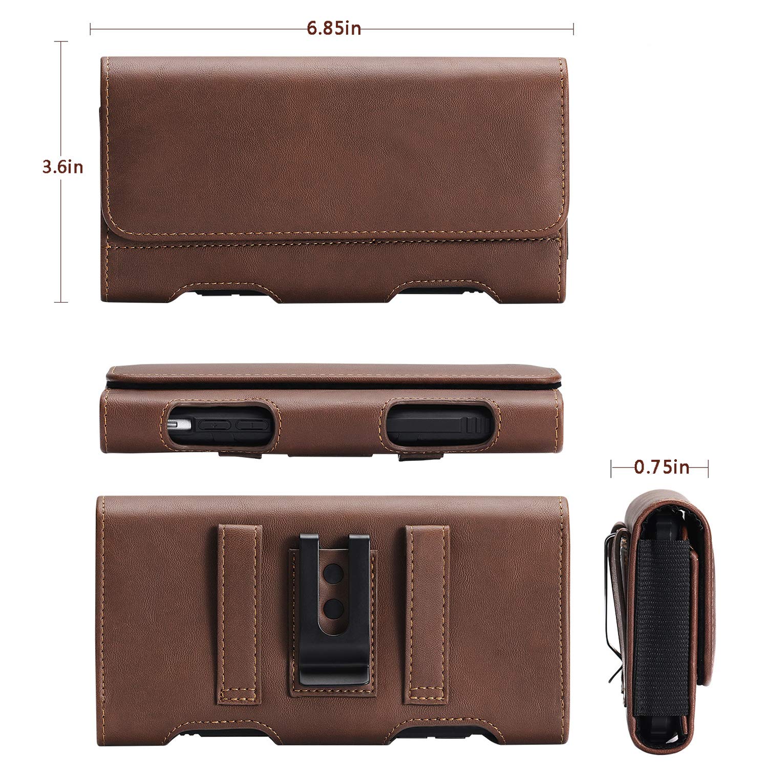 Premium Leather Holster Case for Samsung Galaxy S24 Ultra/Plus - Belt Clip & ID Card Holder - Compatible with S23+, Note 10+, S20+, A71, Note 9/8 & LG Stylo 5 (Brown) - Perfect for Work, Travel & Outdoor Activities