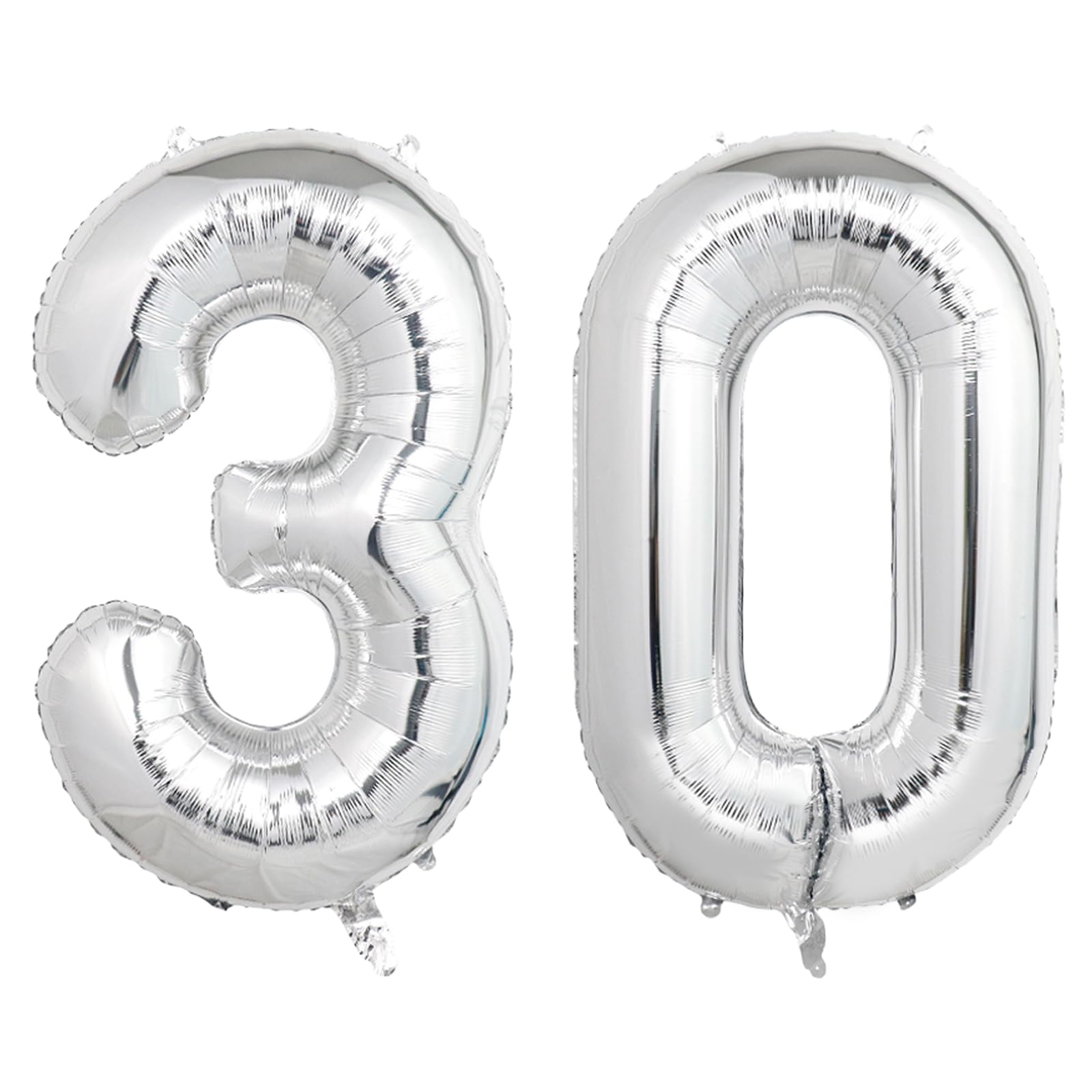 40 Inch Silver 30 Number Balloons - Giant Jumbo Helium Mylar Foil Birthday Balloons for 30th Birthday, Anniversary Party Decorations - Perfect for Milestone Celebrations, Graduations, New Year's Eve & Photo Backdrops